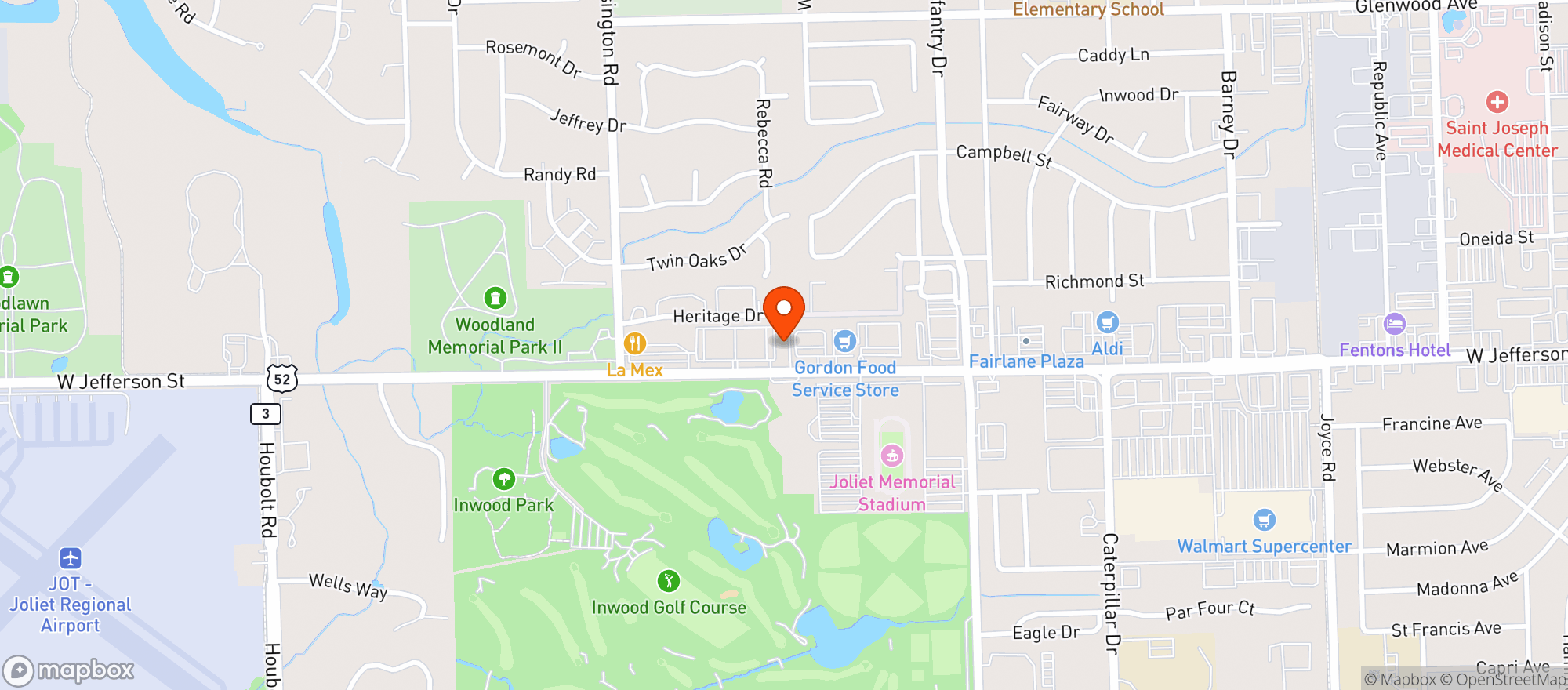Map showing JOHNS BEVERAGE