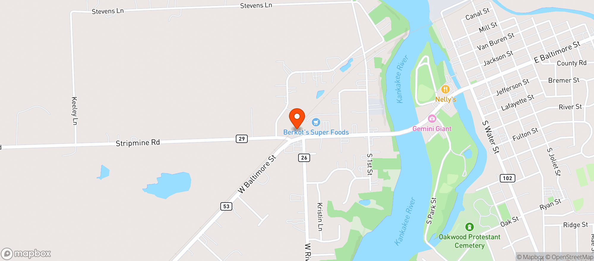 Map showing Angelo S Liquors