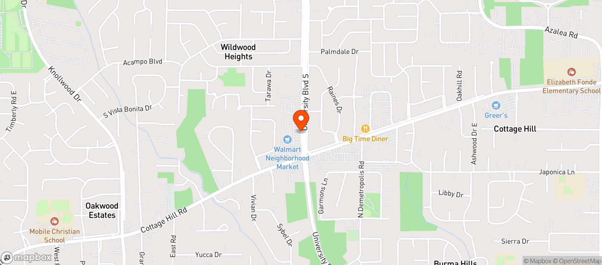 Map showing Palmer's Smoke Shop