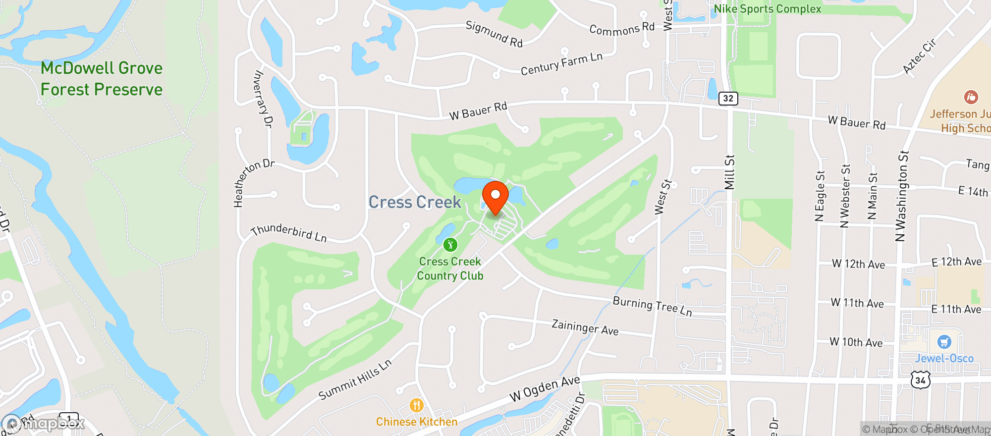 Map showing Cress Creek Country Club