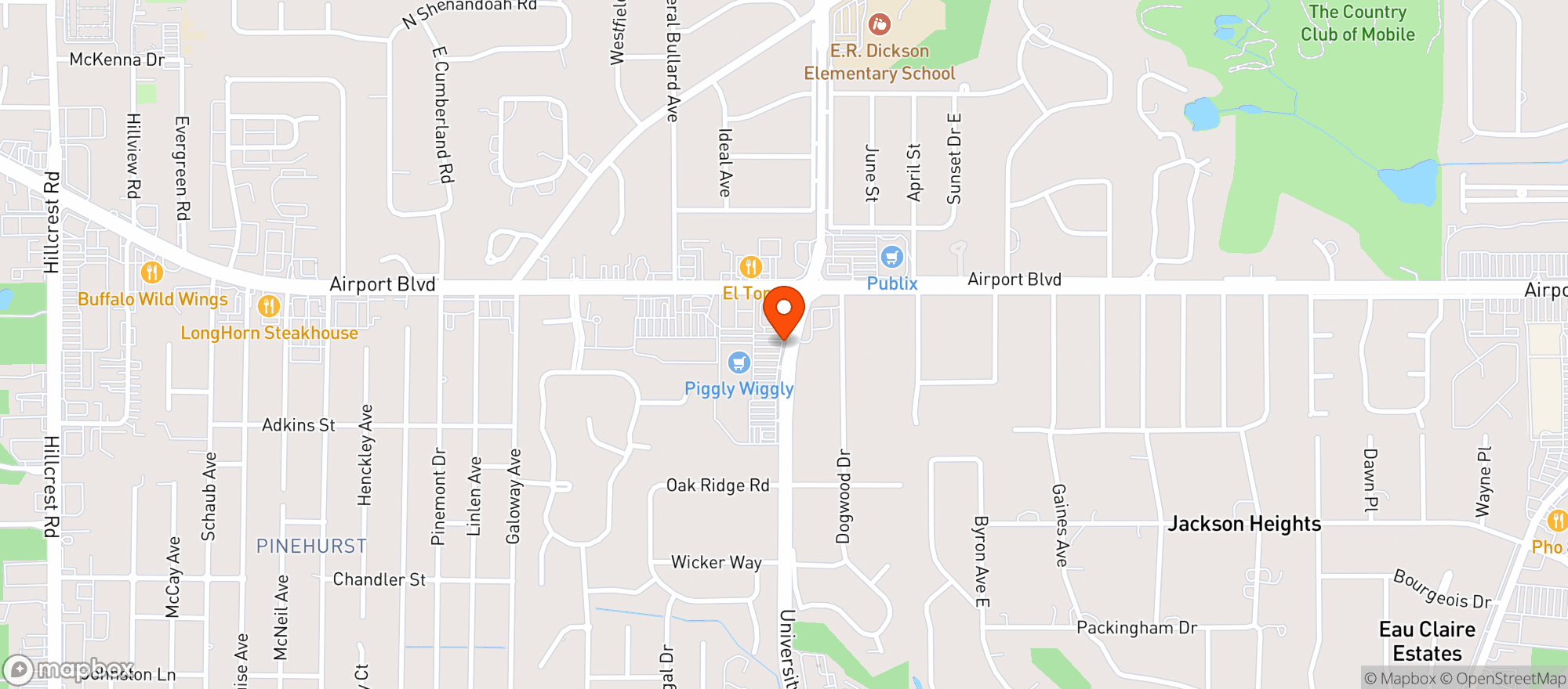 Map showing Piggly Wiggly