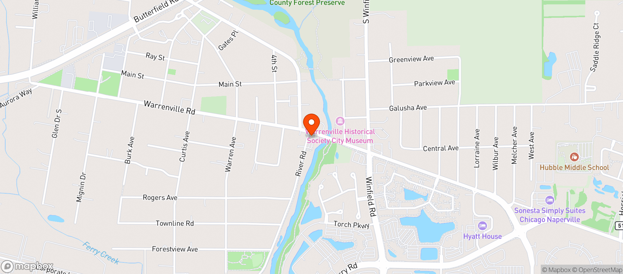 Map showing Warrenville Towne Tap
