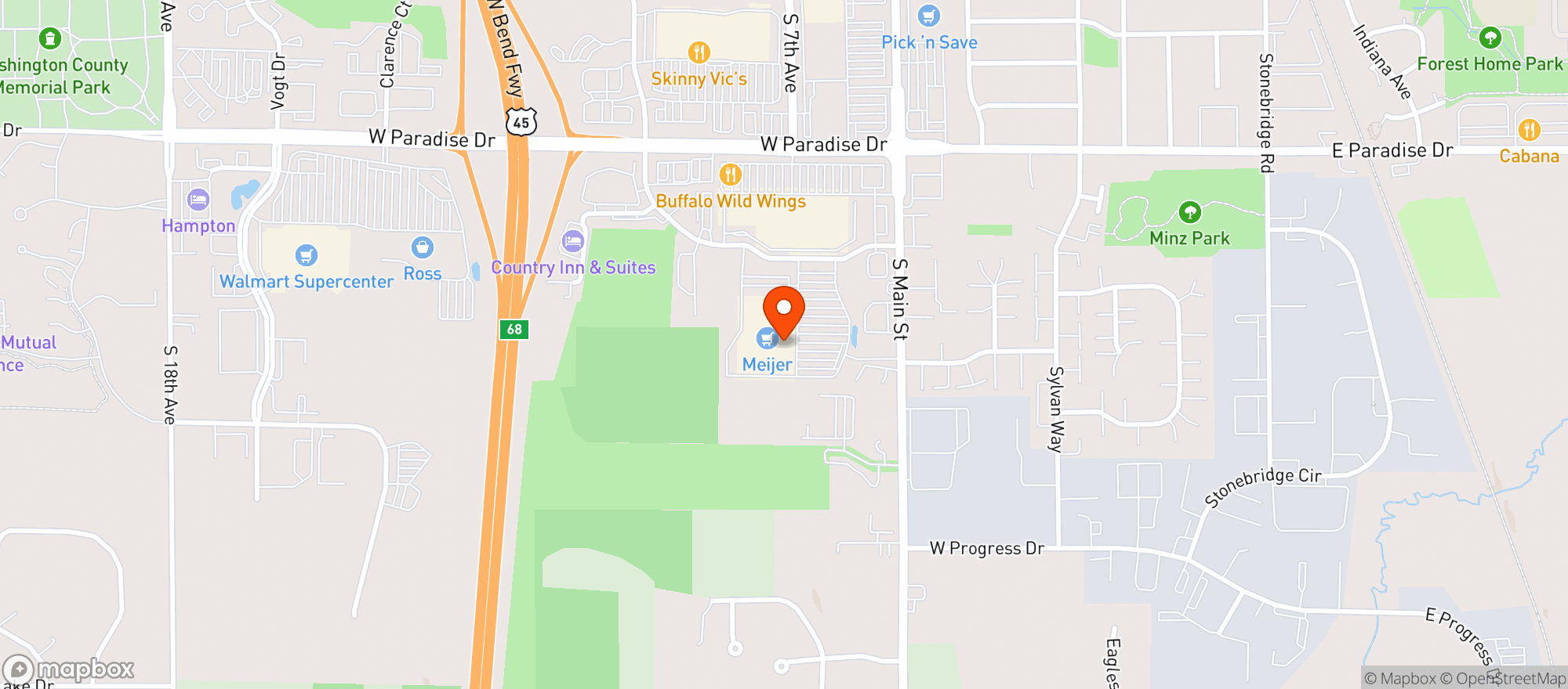 Map showing Meijer