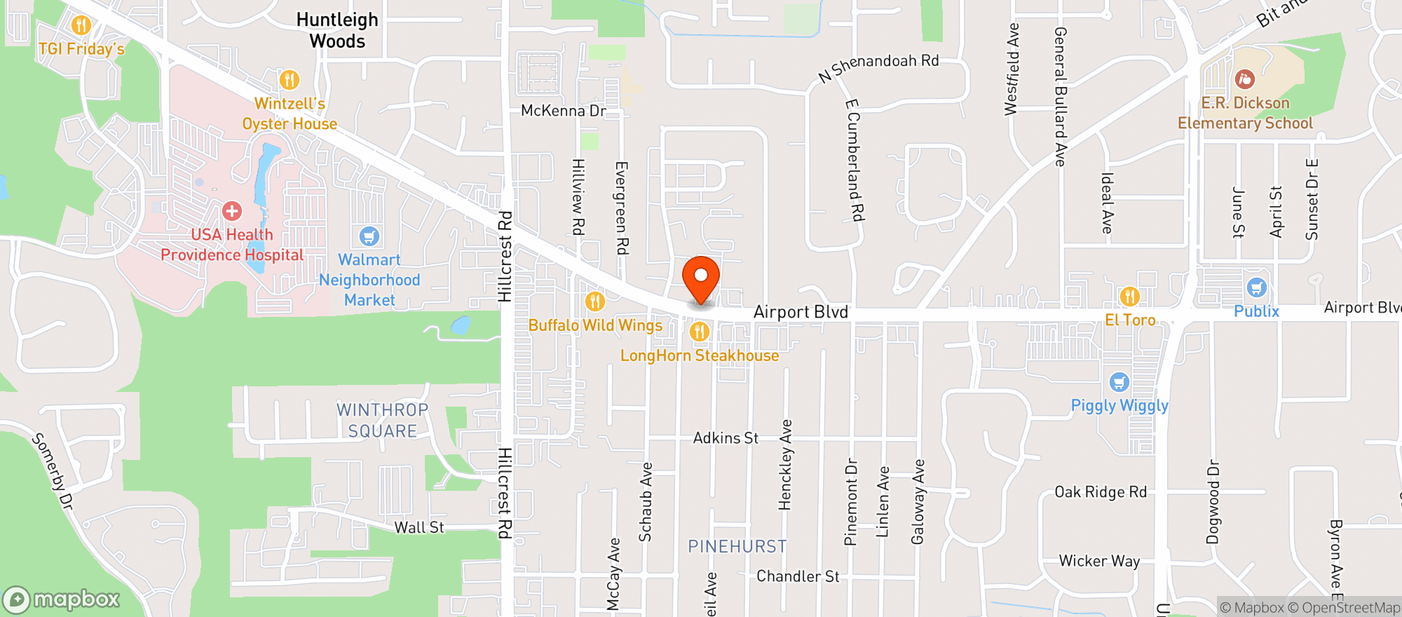 Map showing Texas Roadhouse