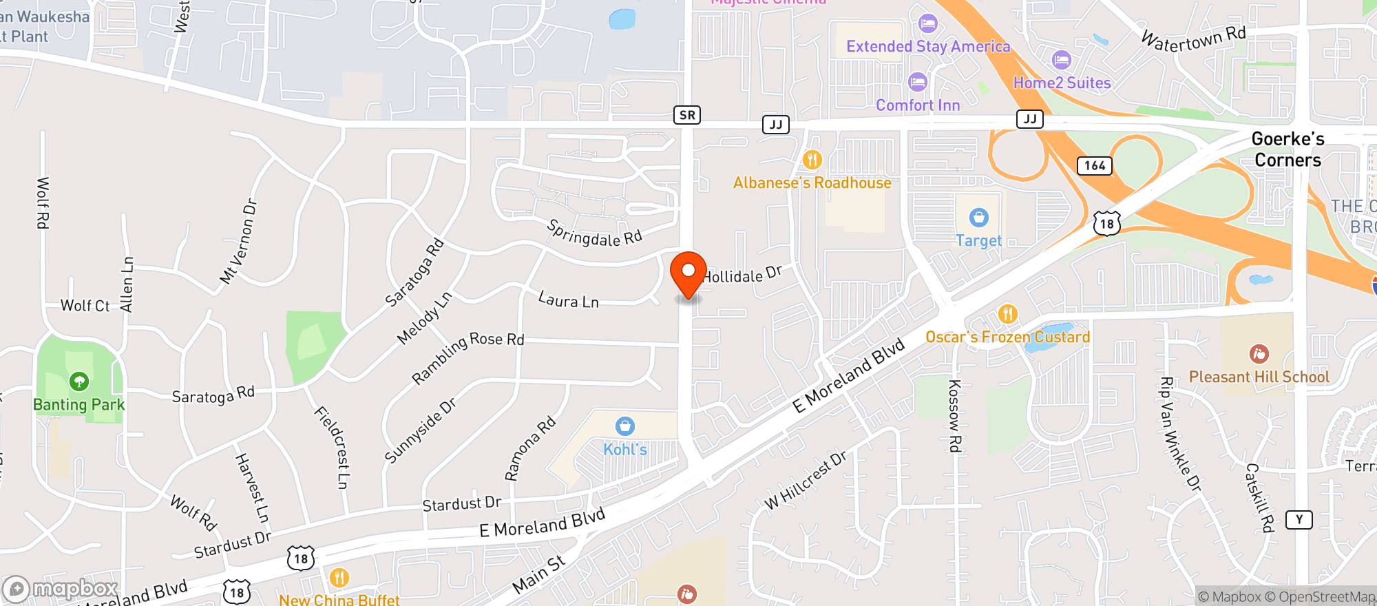 Map showing Elks Lodge