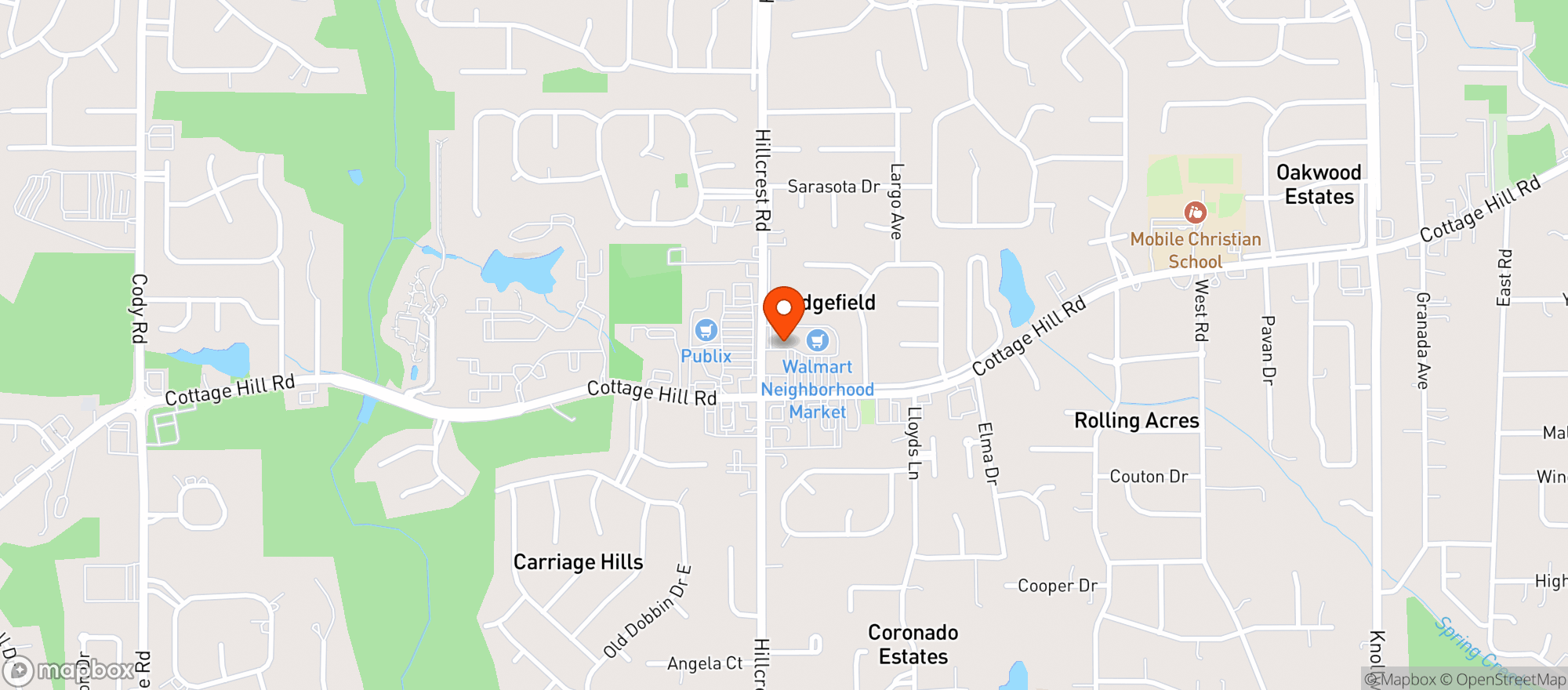 Map showing Cottage Hill Package Store