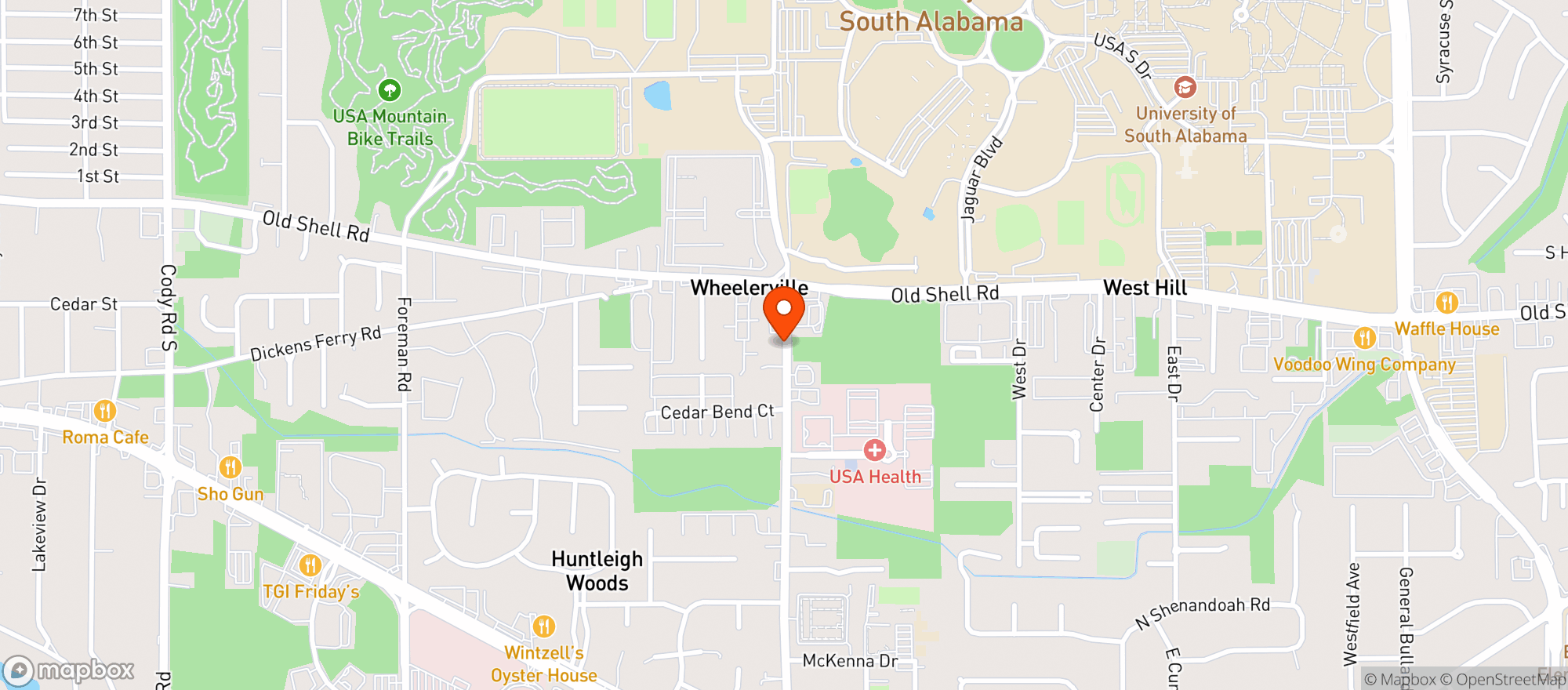 Map showing Heroes Sports Bar & Grille