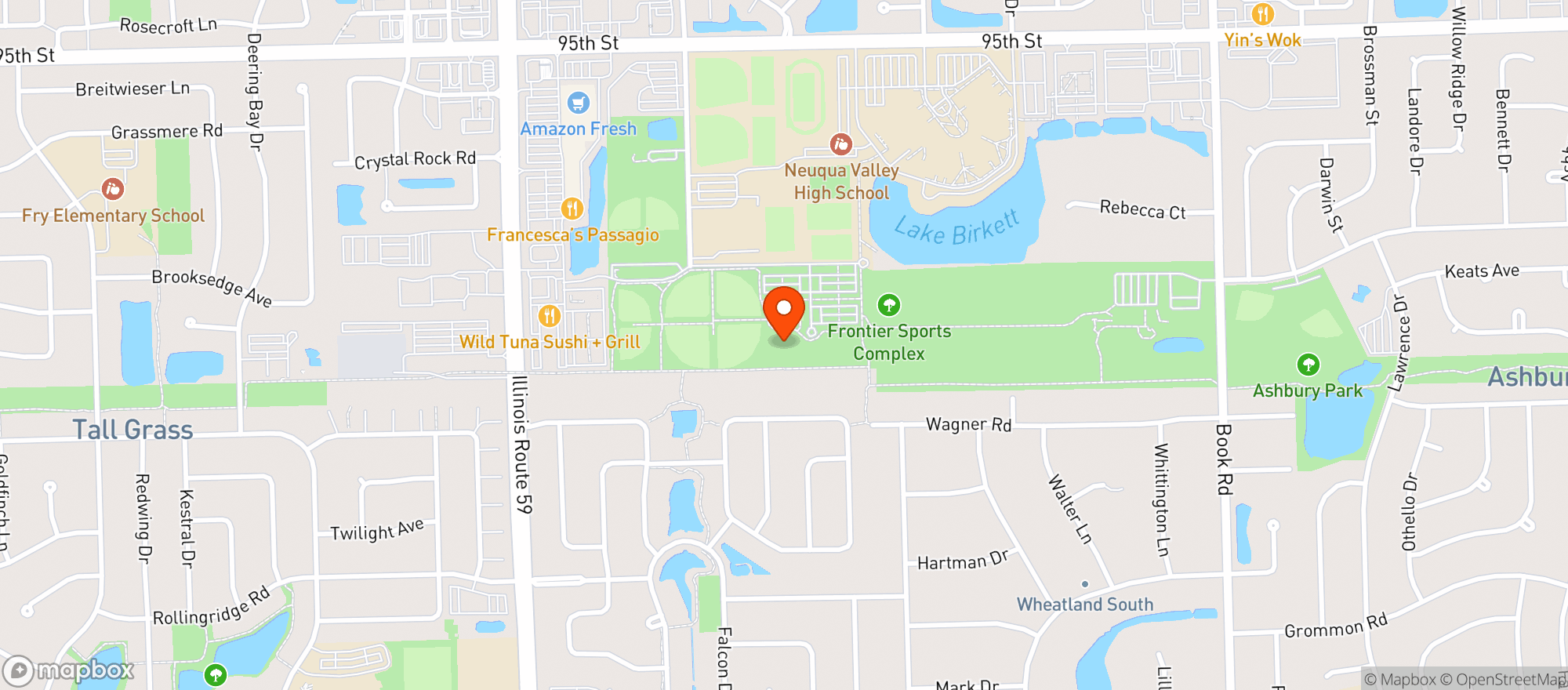 Map showing Frontier Park Softball Field 2