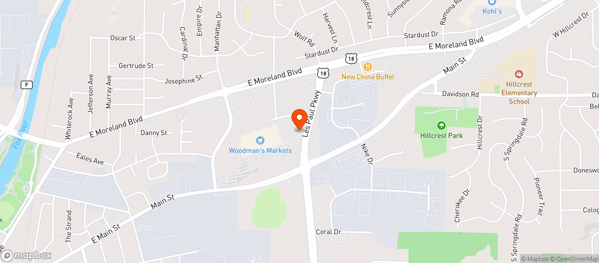 Map showing Woodmans Food Market
