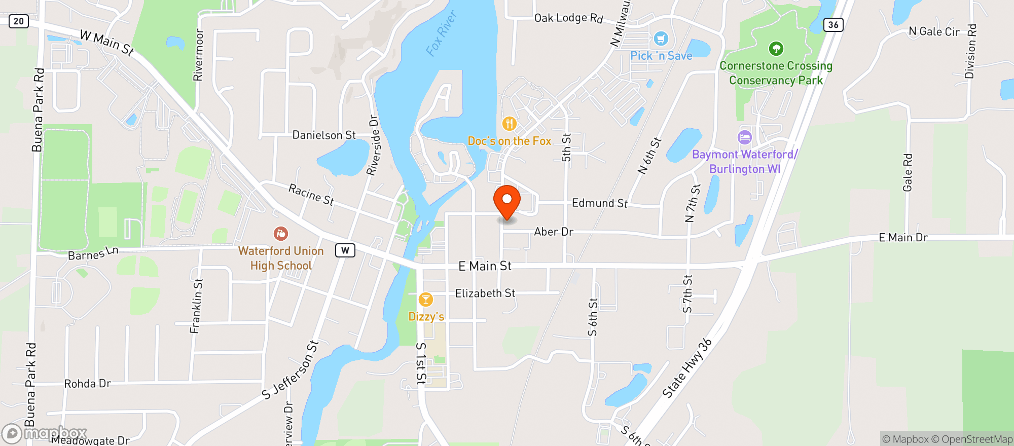 Map showing Waterford Liquor