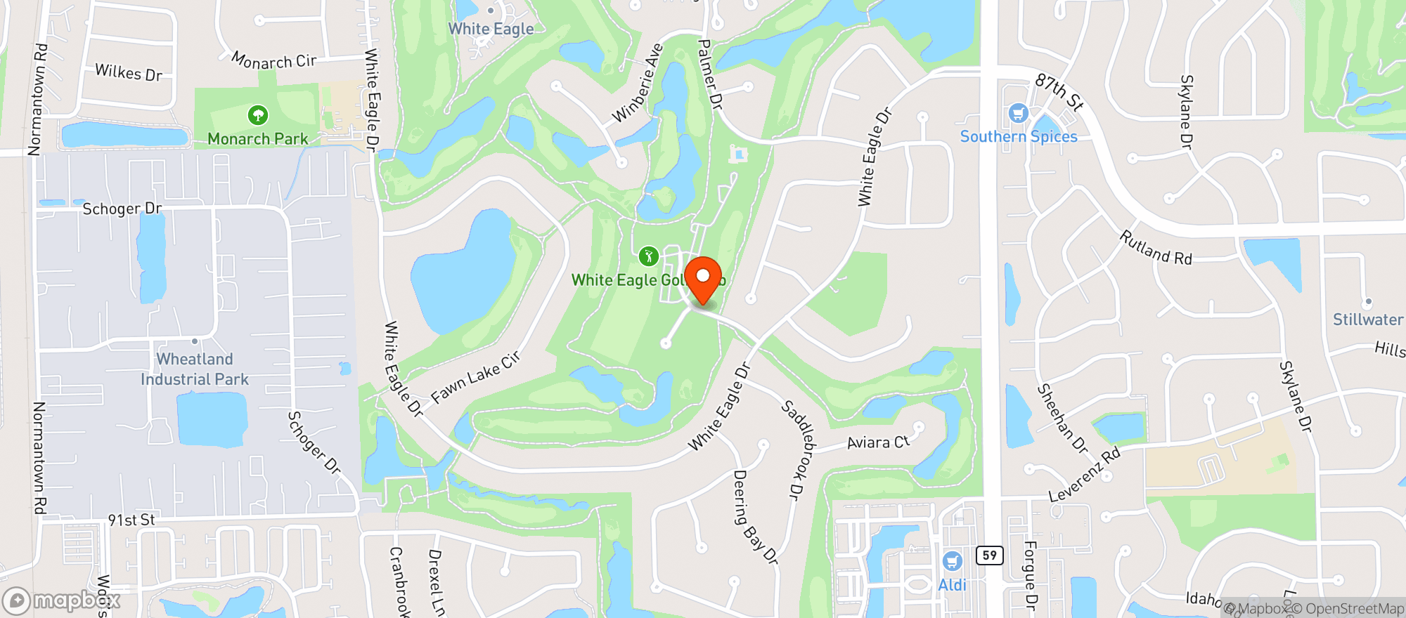 Map showing White Eagle Golf Club