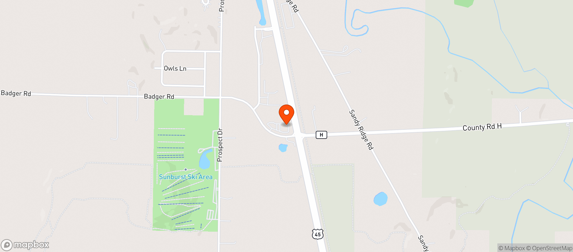 Map showing J-Stop Kewaskum
