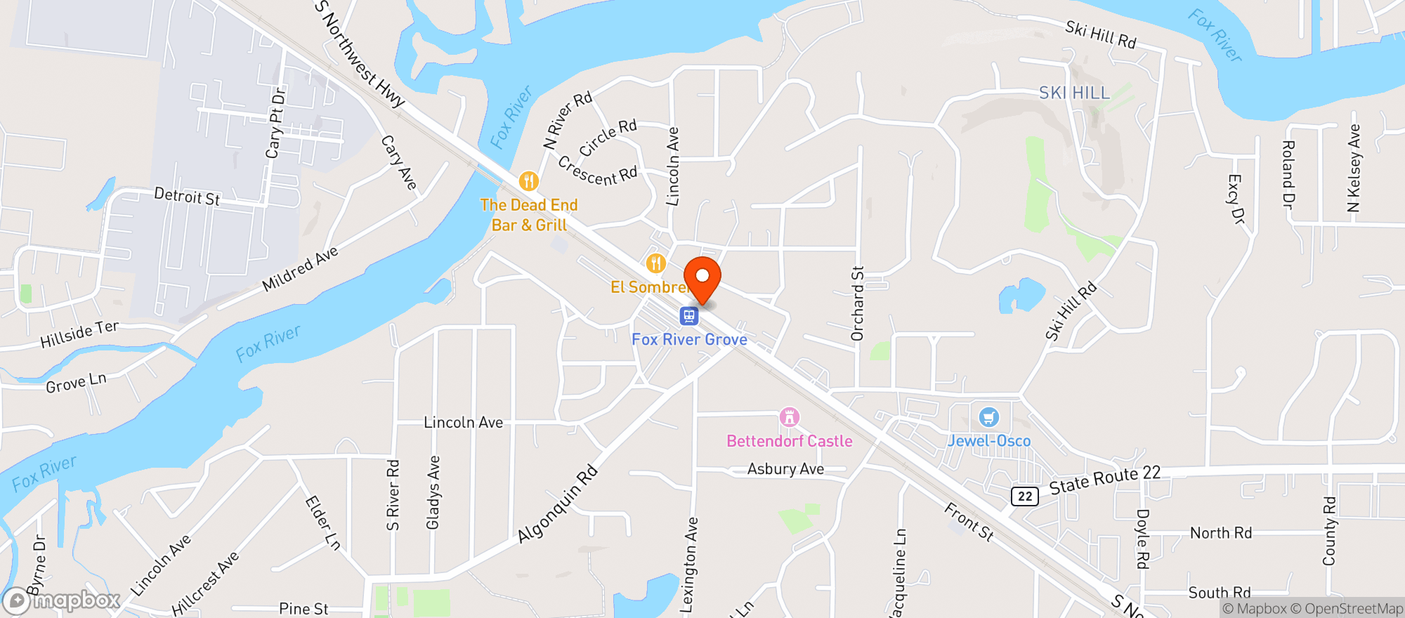 Map showing Fox River Grove Mart