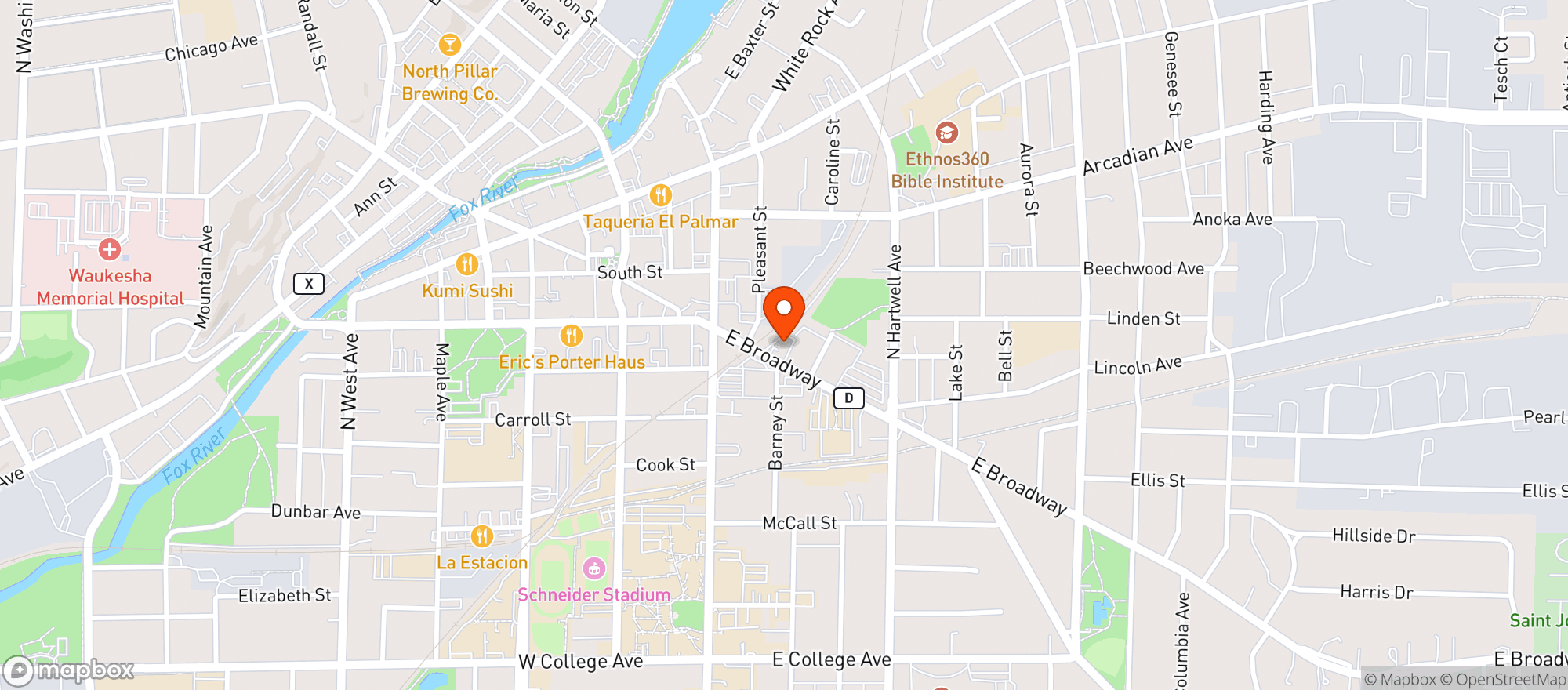 Map showing Let S Roll Tobacco + Liquor