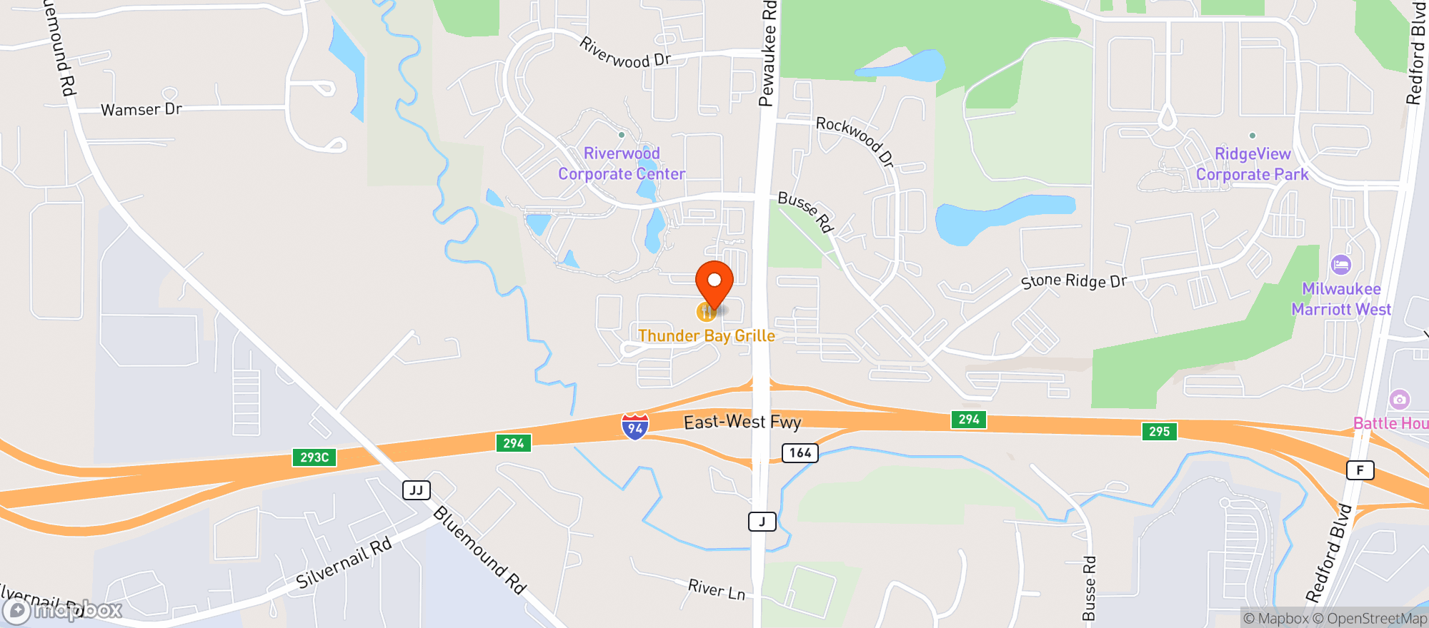 Map showing Thunder Bay Grille