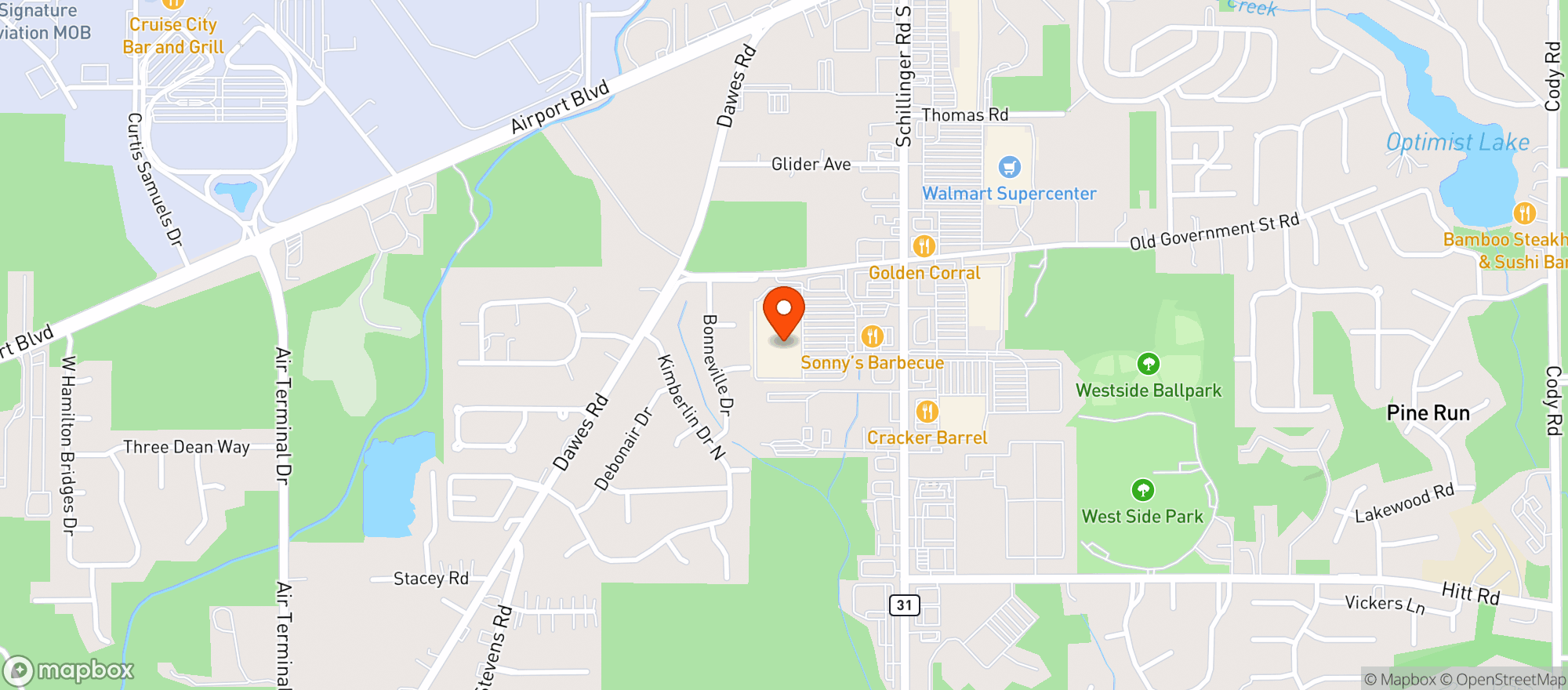 Map showing Target - Mobile West