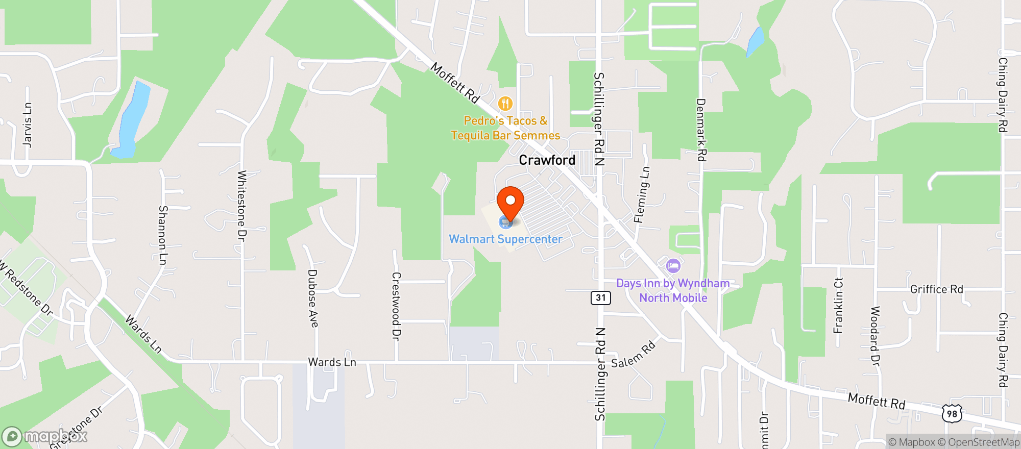 Map showing Walmart Supercenter