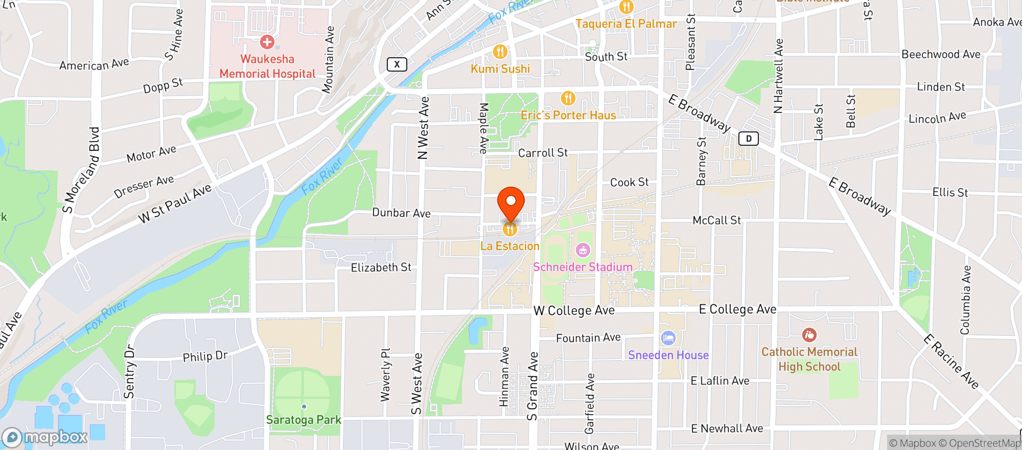 Map showing La Estacion Restaurant