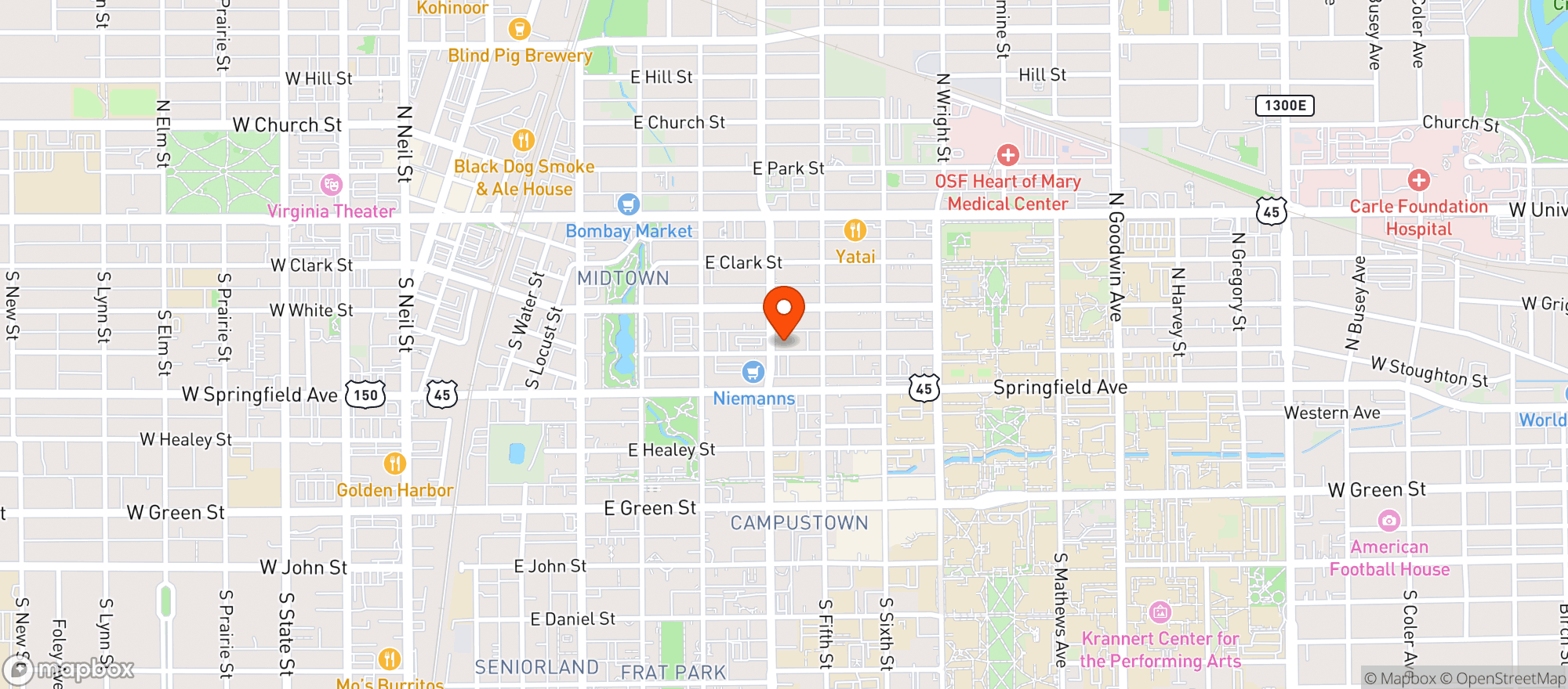 Map showing County Market (Champaign - 515)