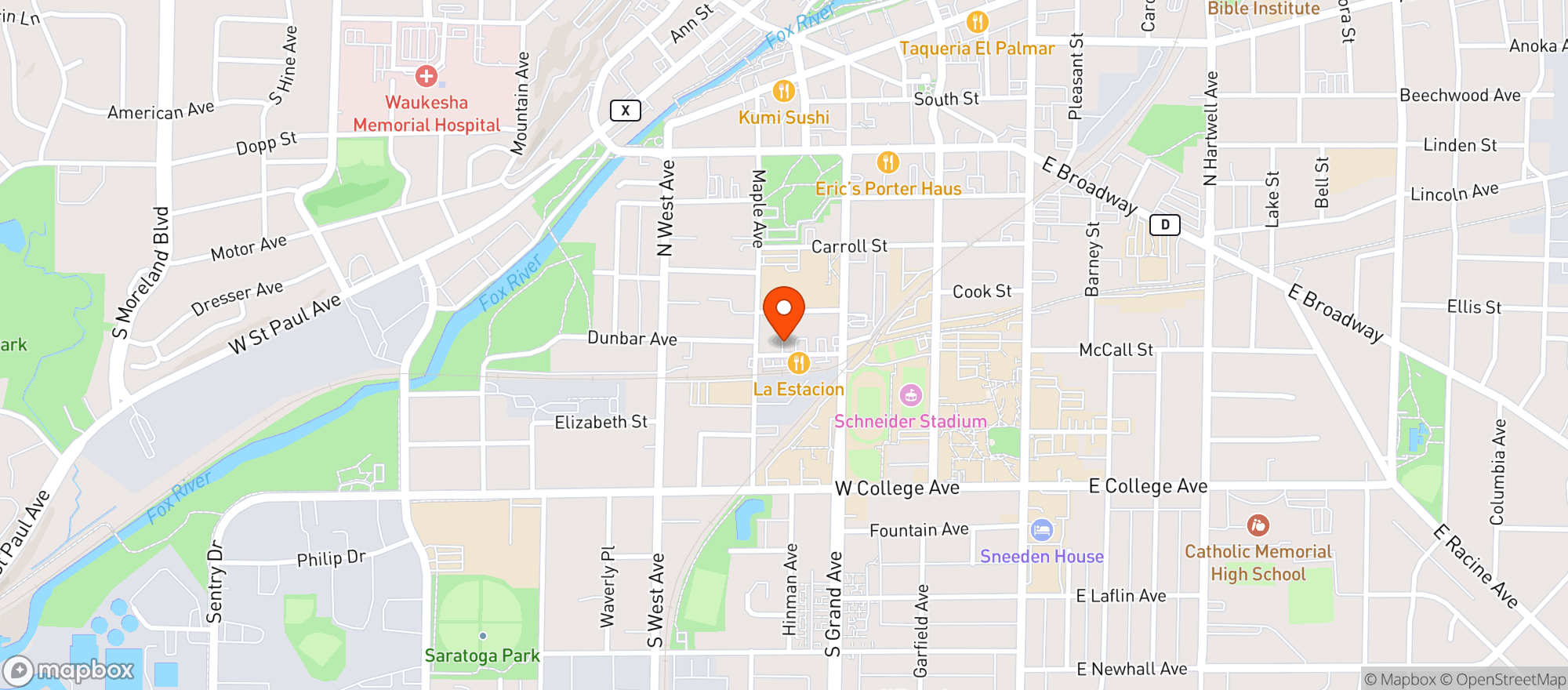 Map showing Sobelmans Pub & Grill
