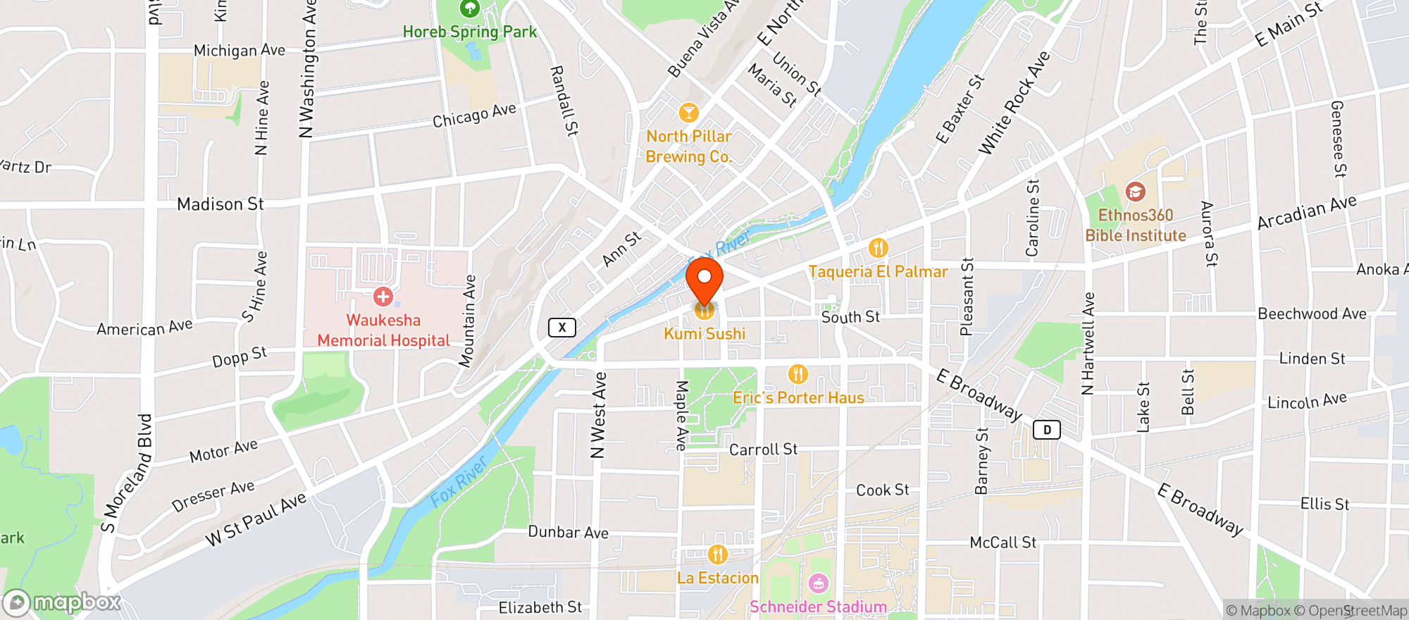 Map showing Kumi Sushi