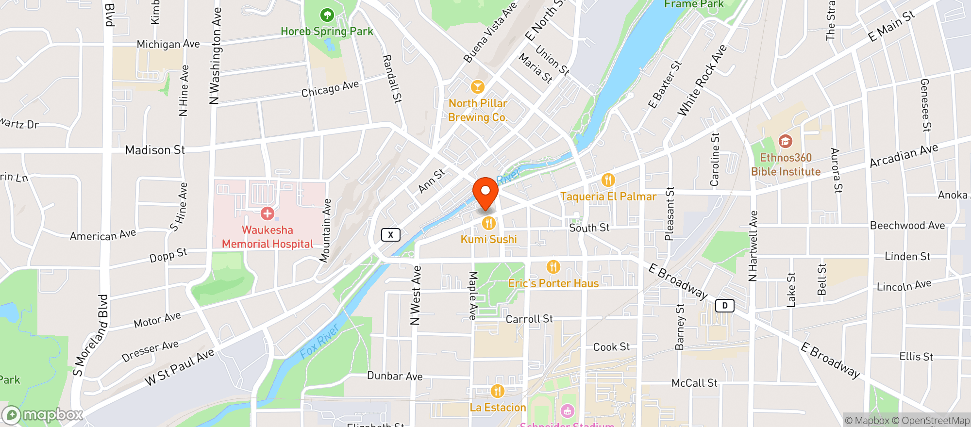 Map showing Bbs On Main