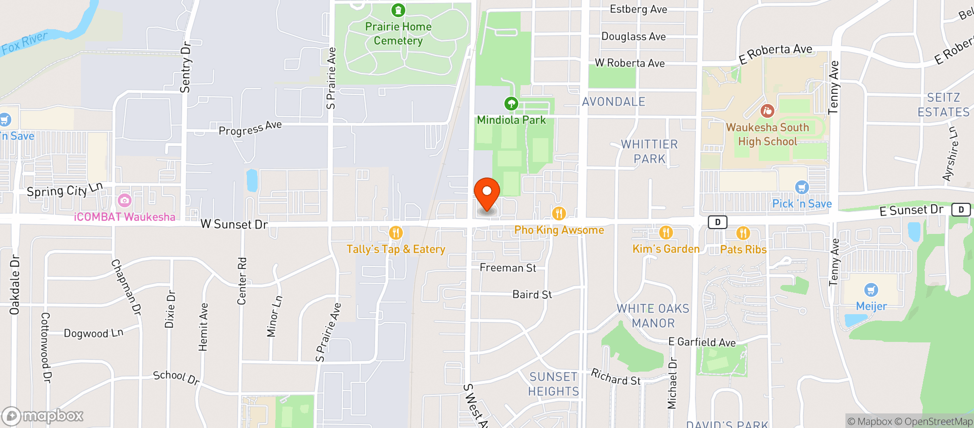 Map showing Turning Leaf Waukesha