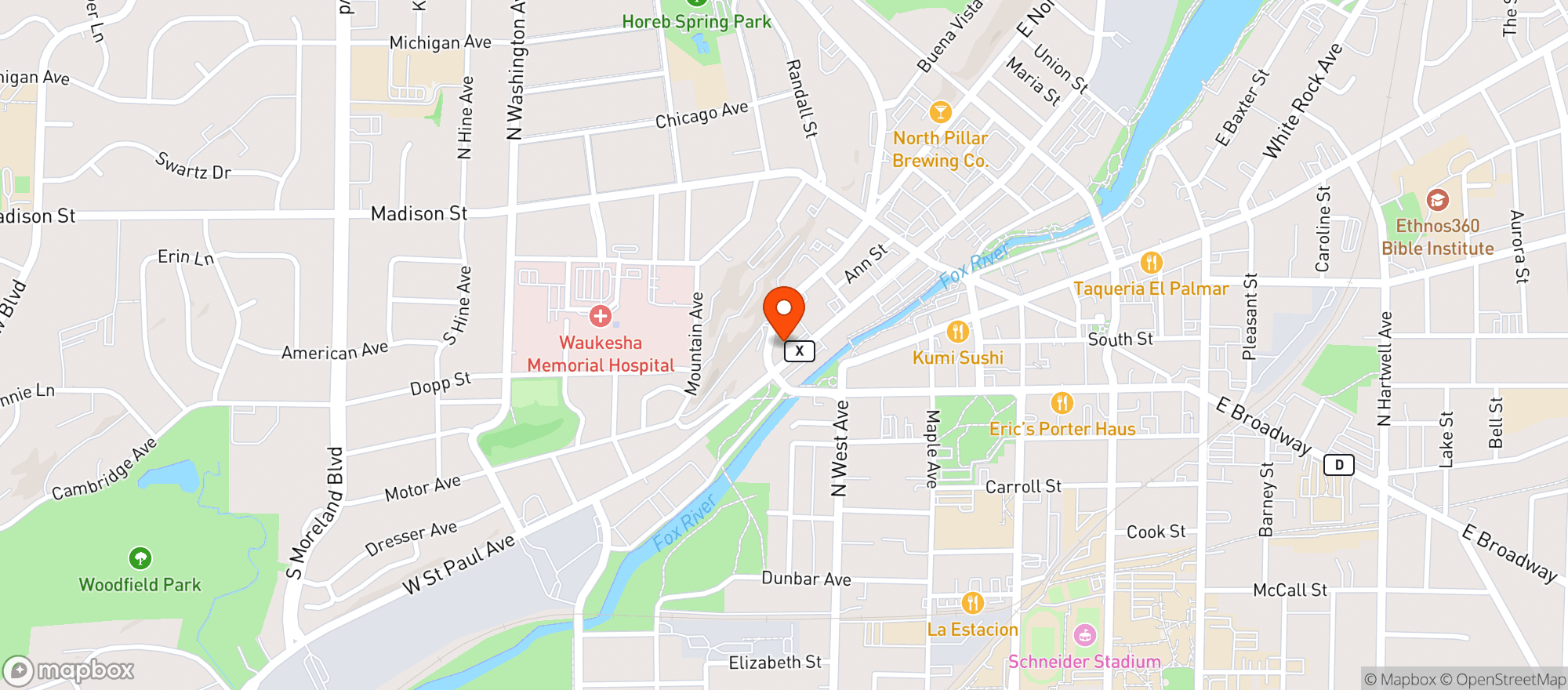 Map showing Cigarette Depot Waukesha