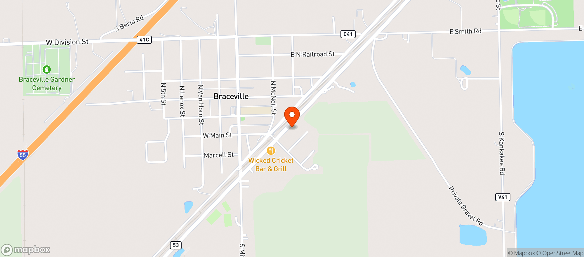 Map showing HOMETOWN LIQUOR