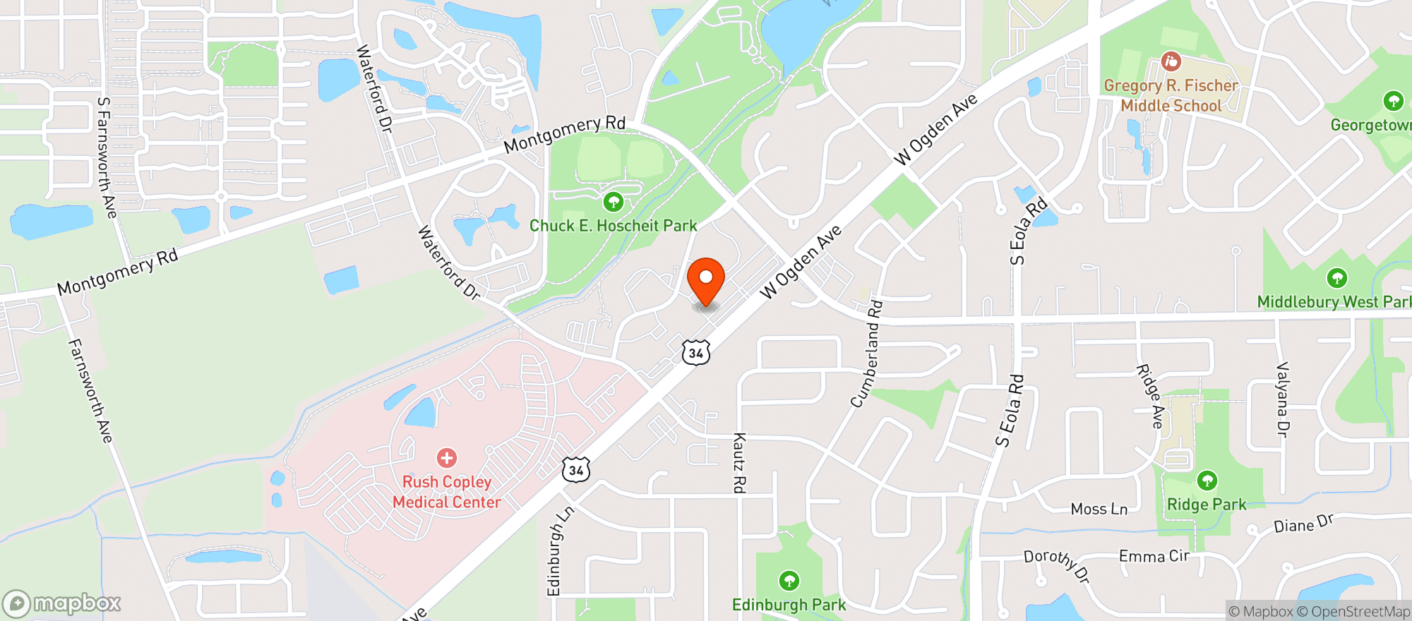 Map showing Chelios Pub & Grill - Aurora