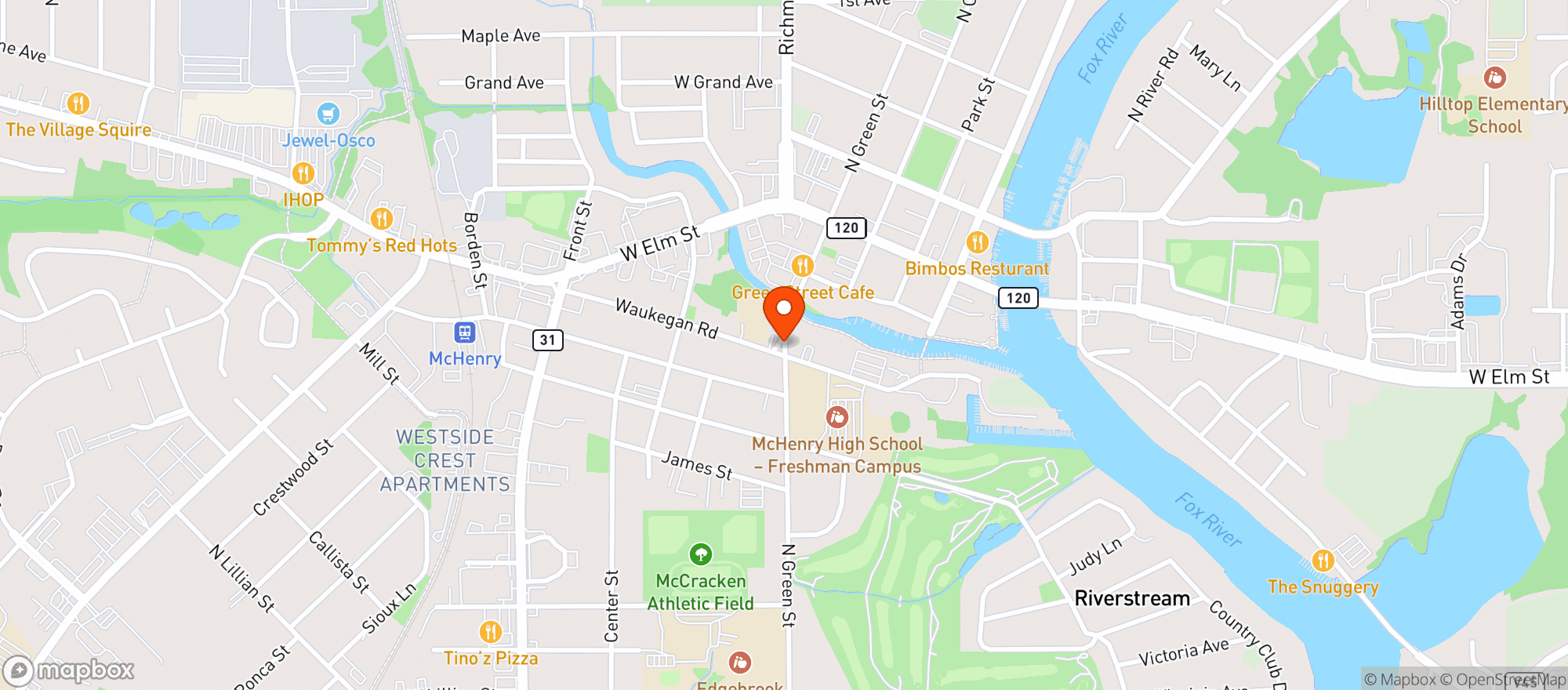 Map showing Buddyz A Chicago Pizzeria