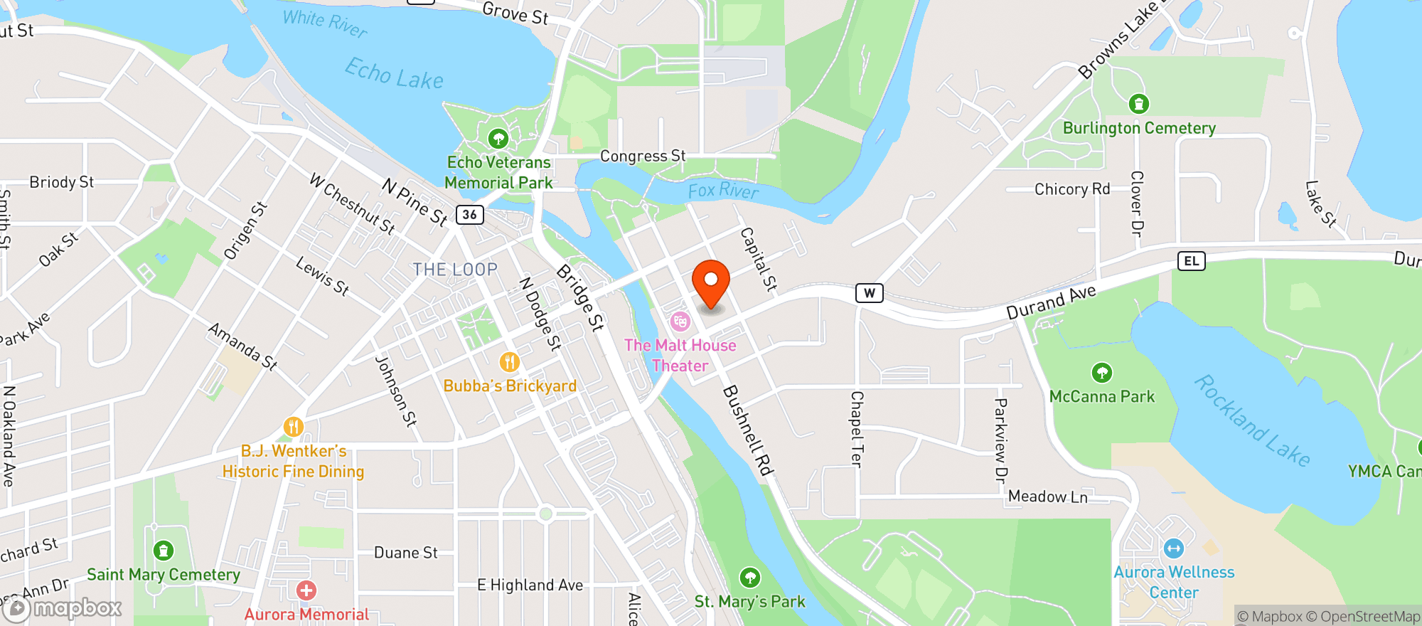 Map showing Bp Burlington