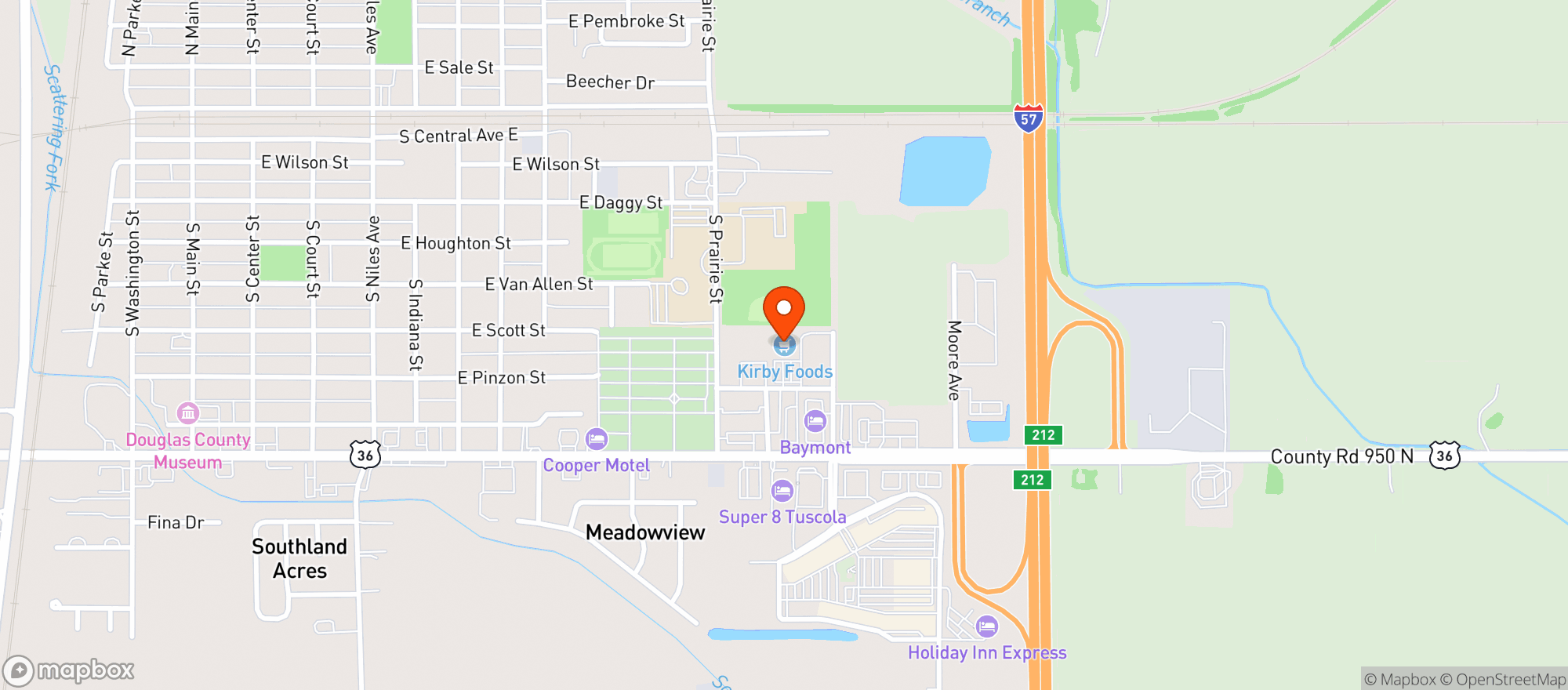 Map showing Kirby Foods #1