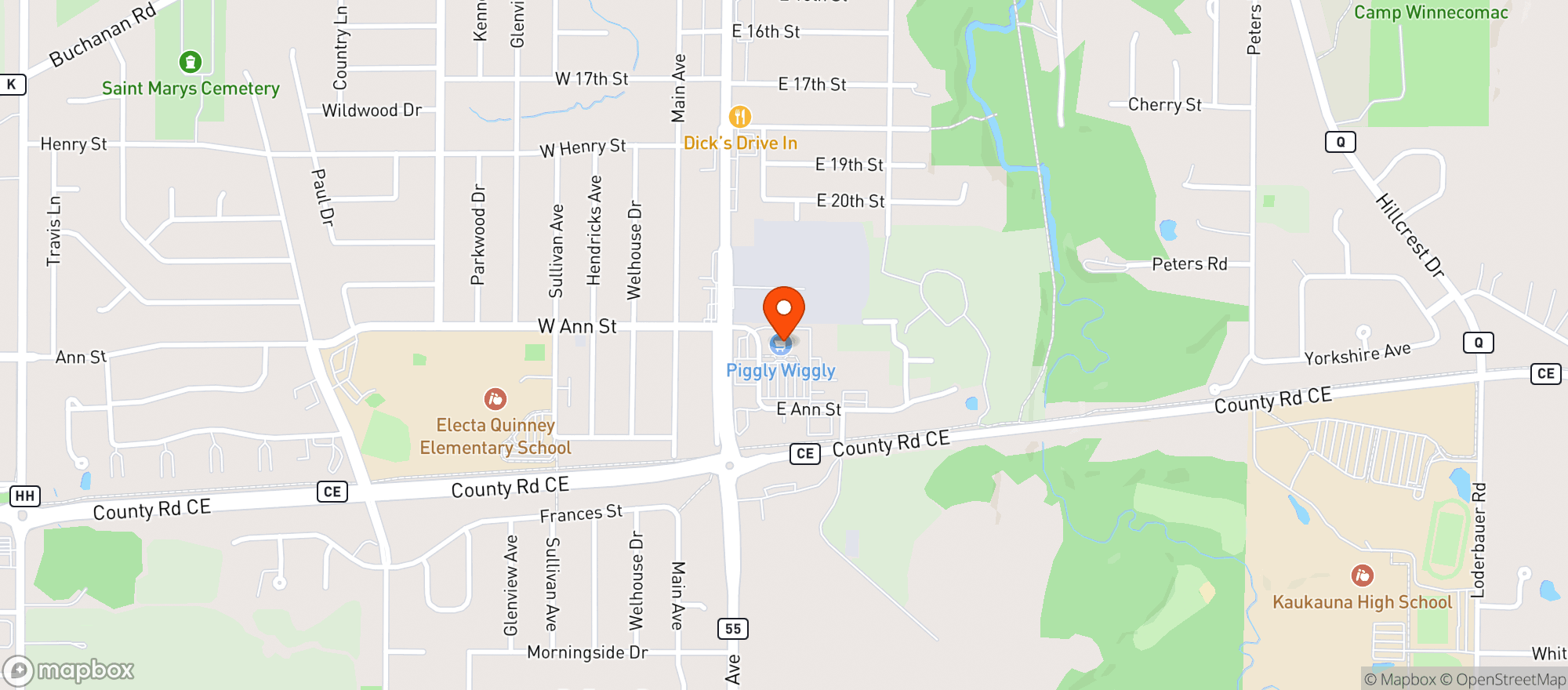 Map showing Piggly Wiggly