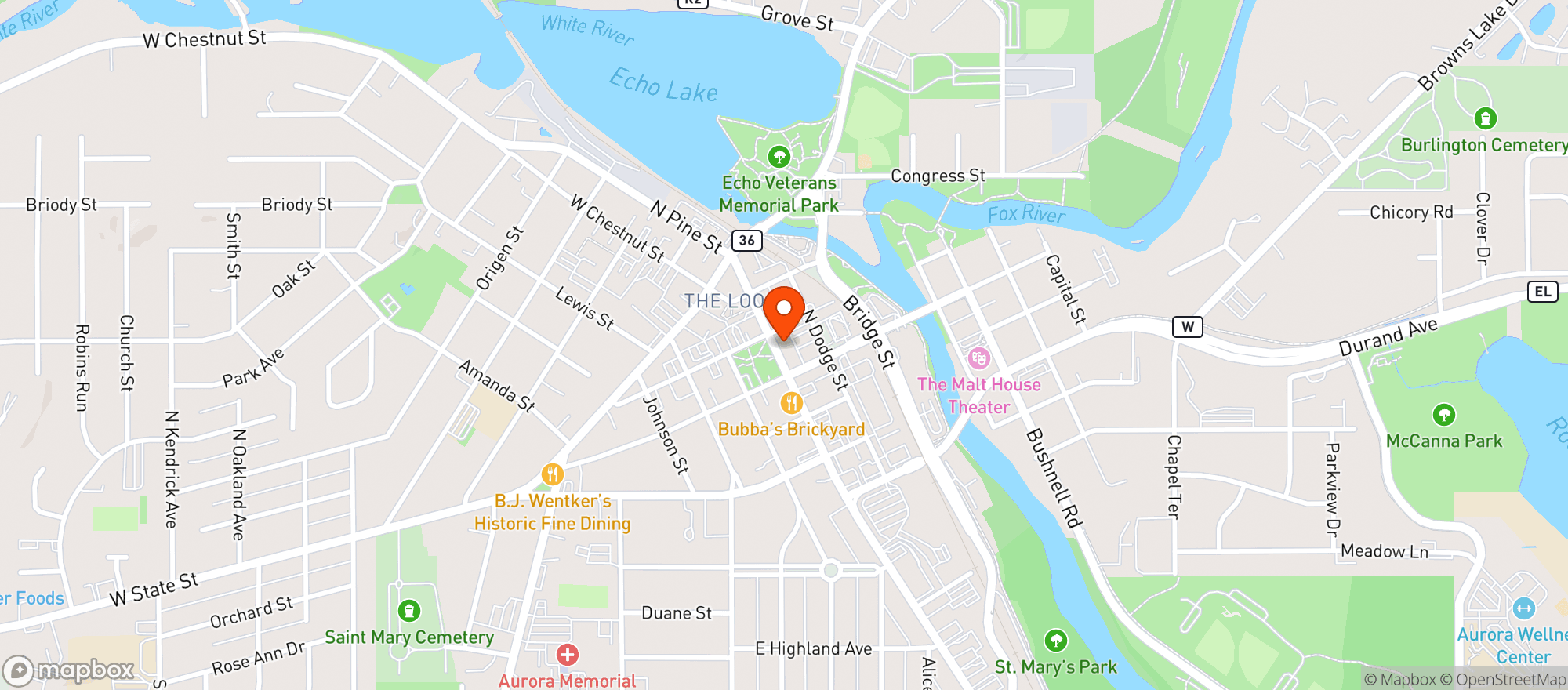 Map showing Archives Bar + Grill