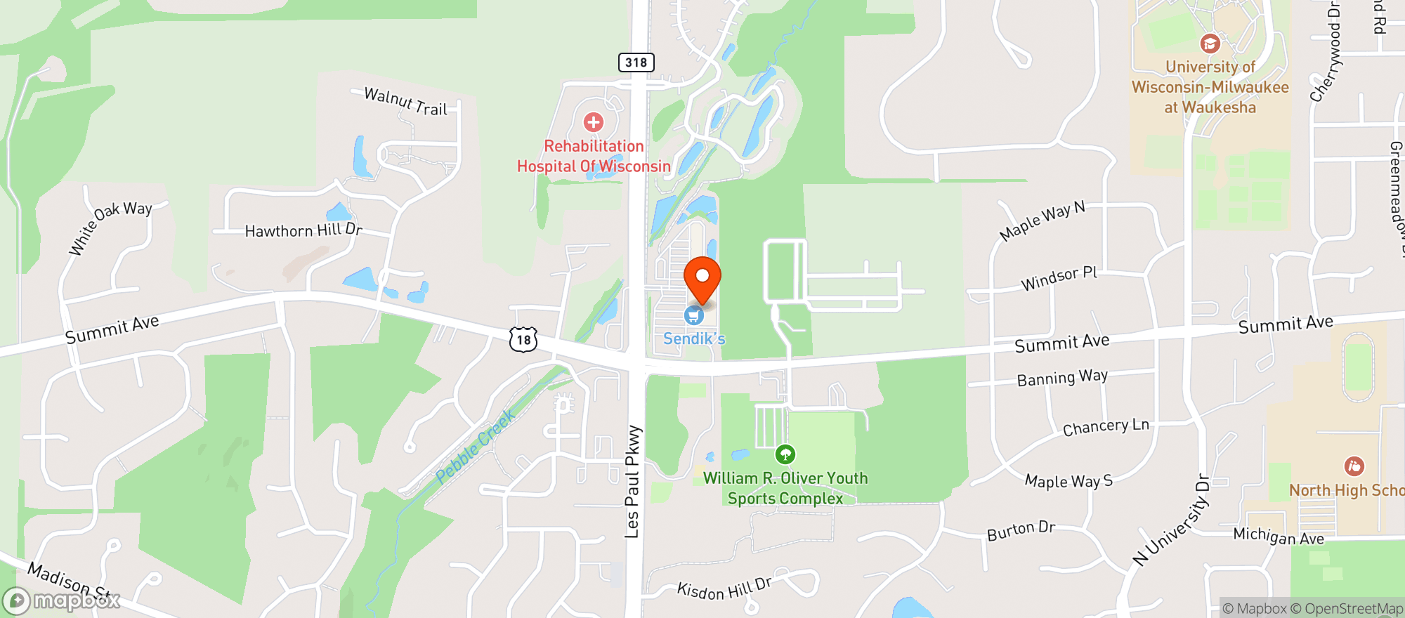 Map showing Sendik's Food Market - Meadowbrook