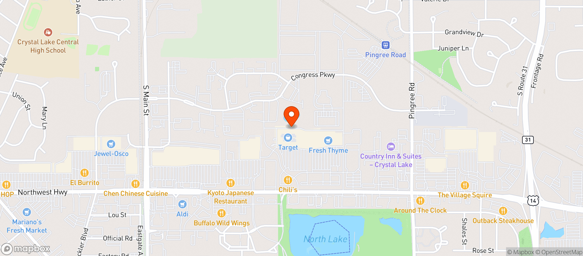 Map showing Target - Crystal Lake