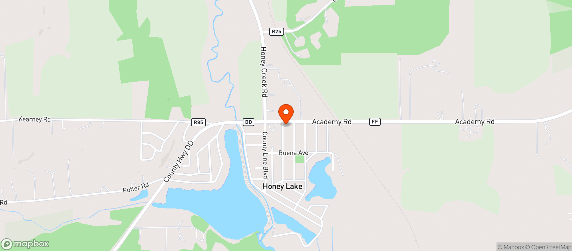 Map showing Honey Lake Inn