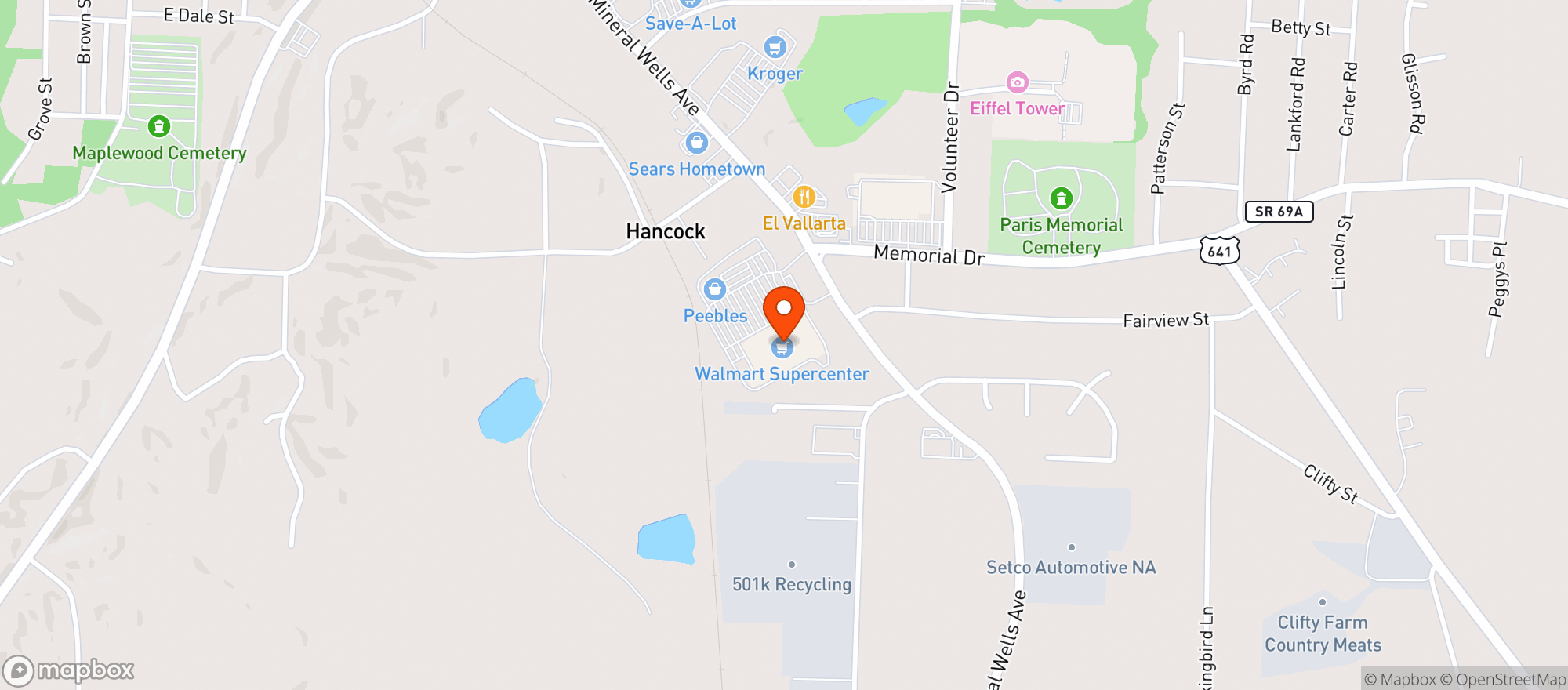 Map showing Walmart Supercenter