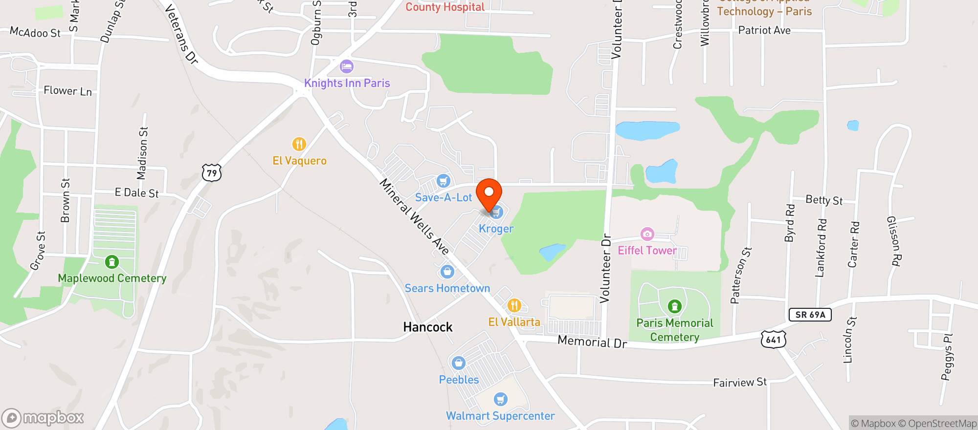 Map showing Kroger