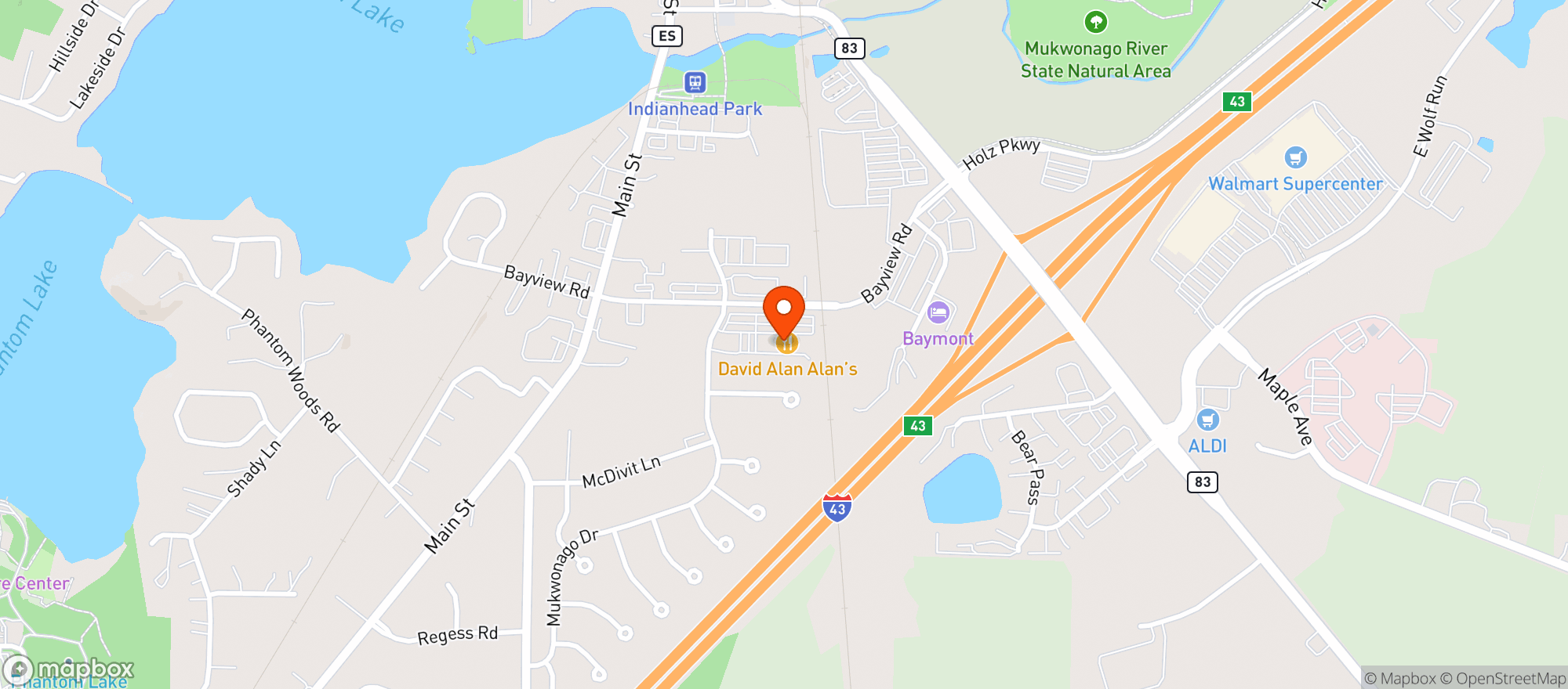 Map showing Health Hut - Mukwonago