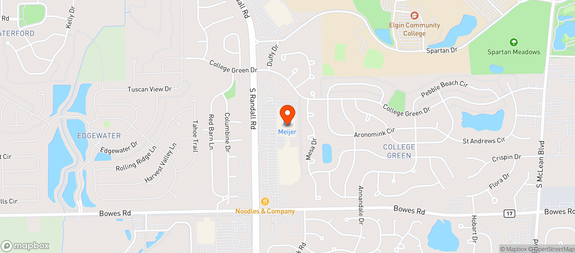Map showing MEIJER STORE - ELGIN
