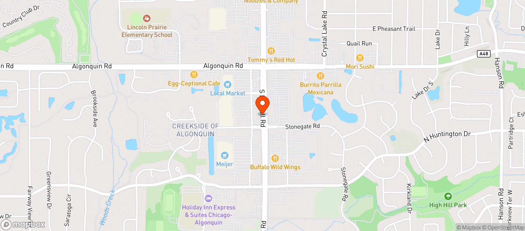 Map showing CBD Kratom Algonquin