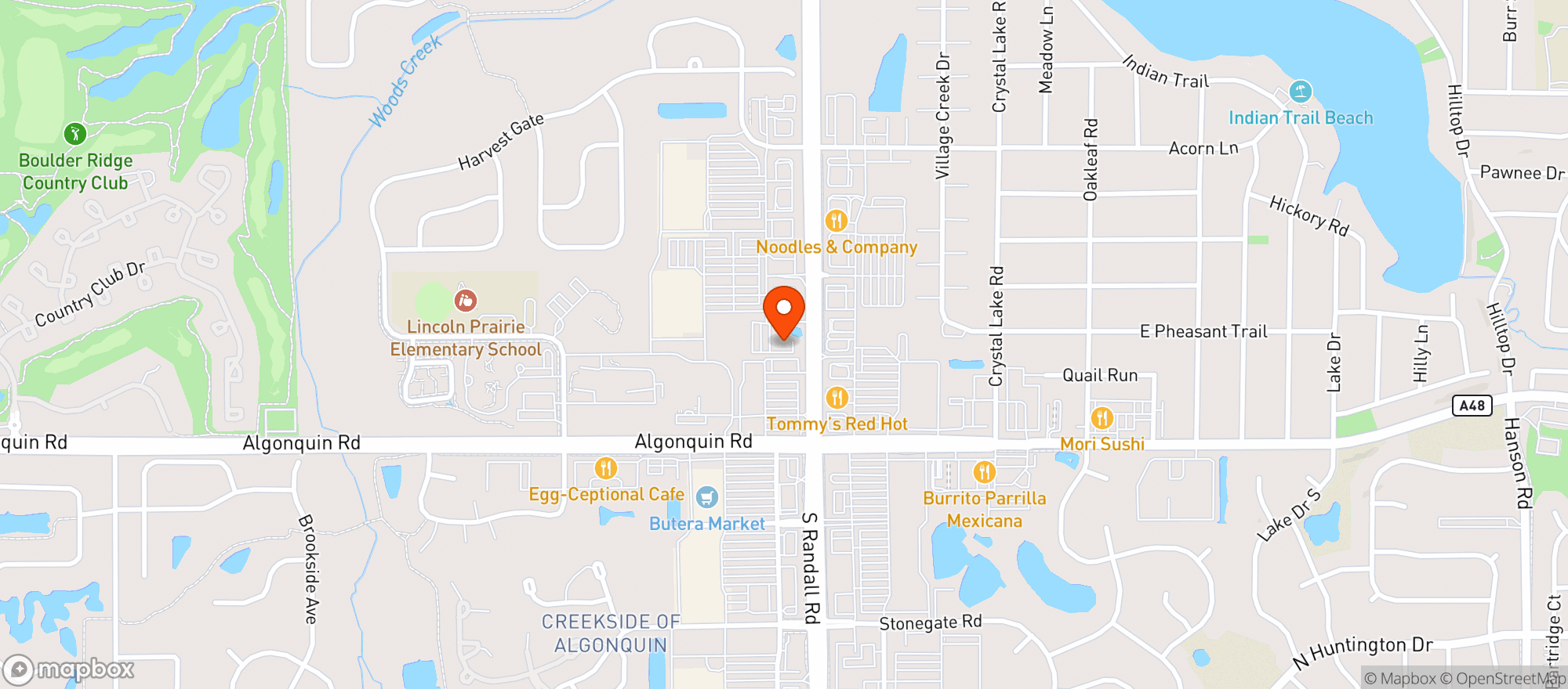 Map showing Morettis Ristorante & Pizzeria