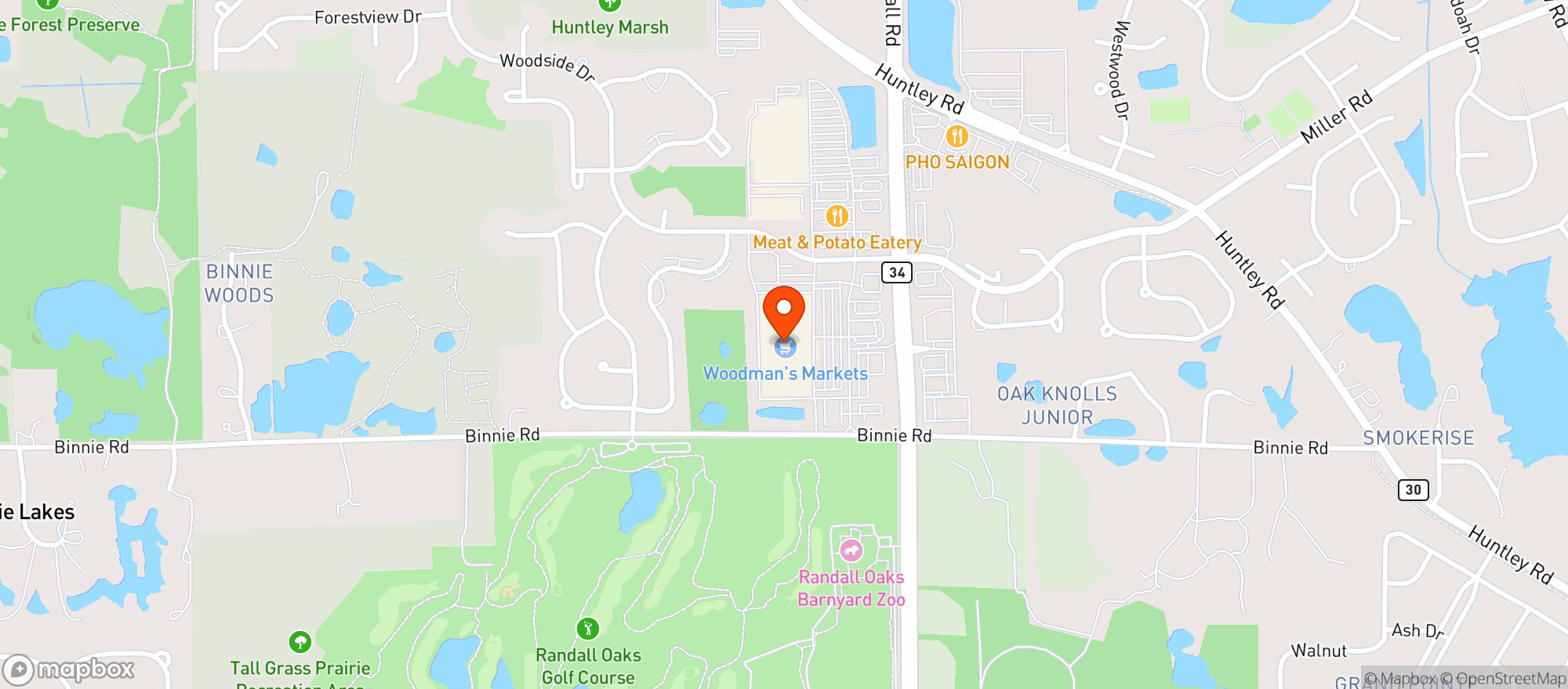 Map showing Woodmans Food Market - Carpentersville