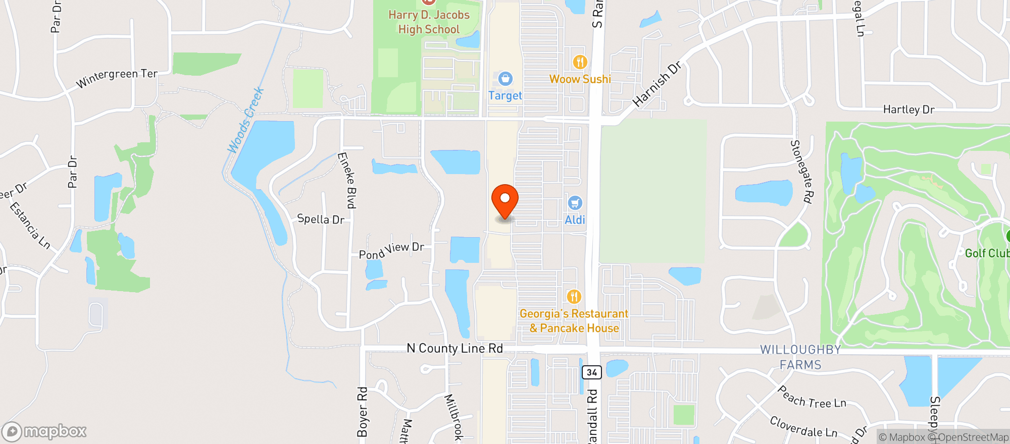 Map showing Binny's Beverage Depot - Algonquin