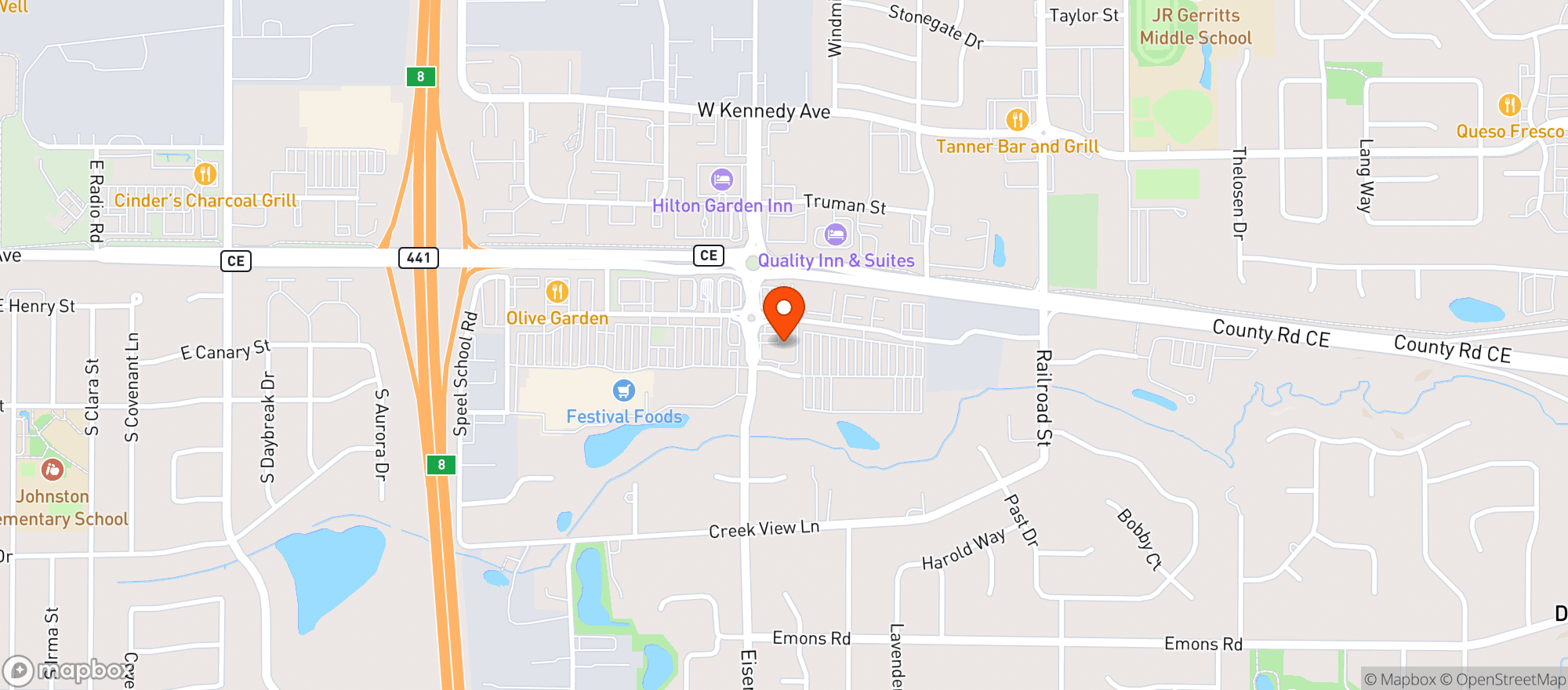 Map showing El Azteca Mexican Restaurant