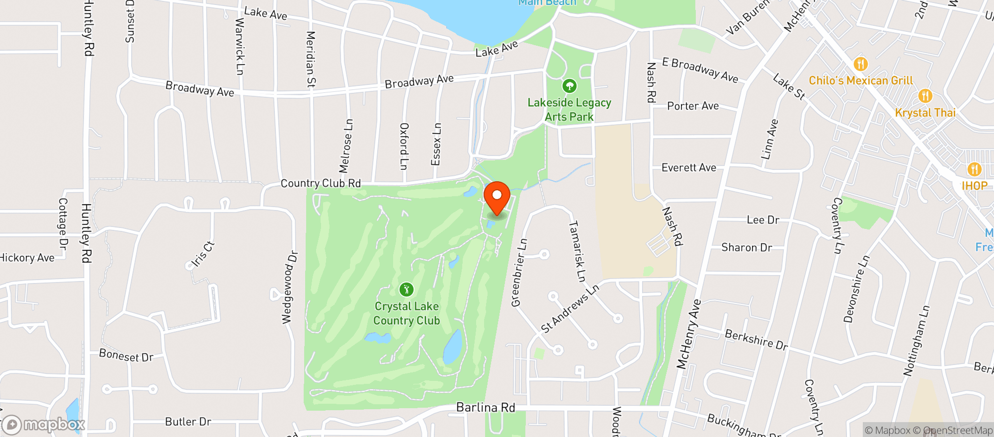 Map showing Crystal Lake Country Club