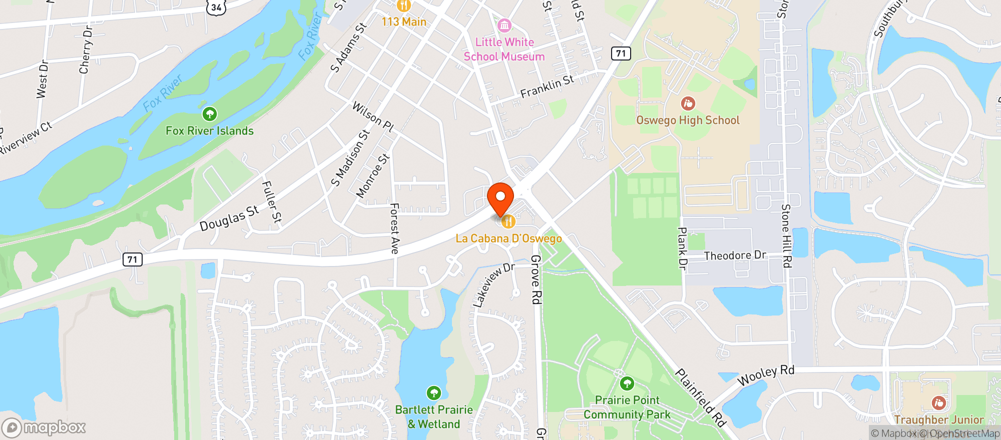 Map showing Oswego Food And Liquor