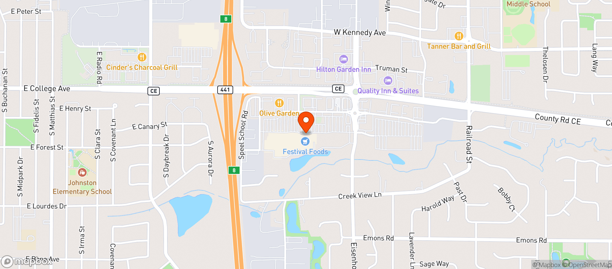 Map showing Festival Foods Appleton Darboy #271